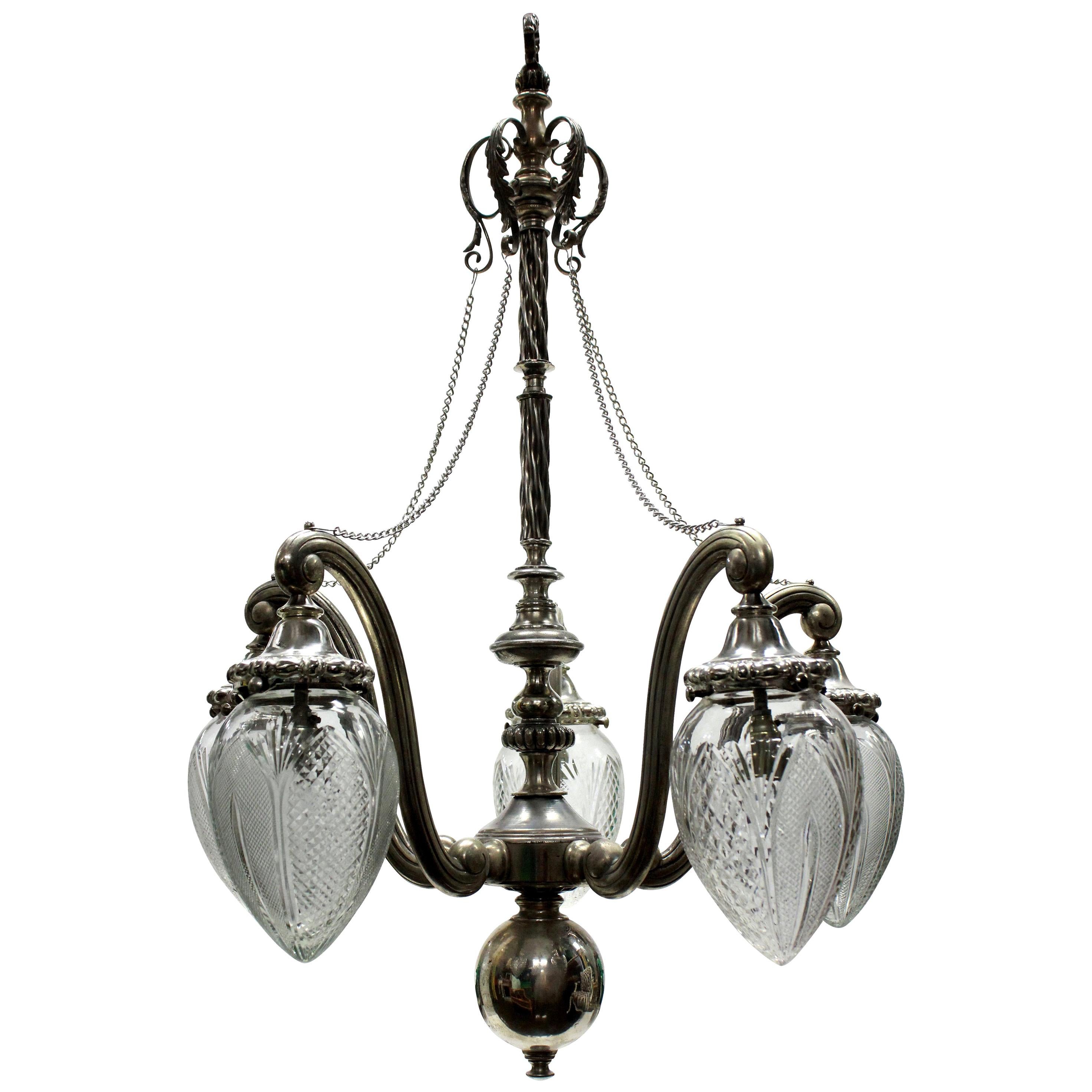Unusual Victorian Silver Pendant Light