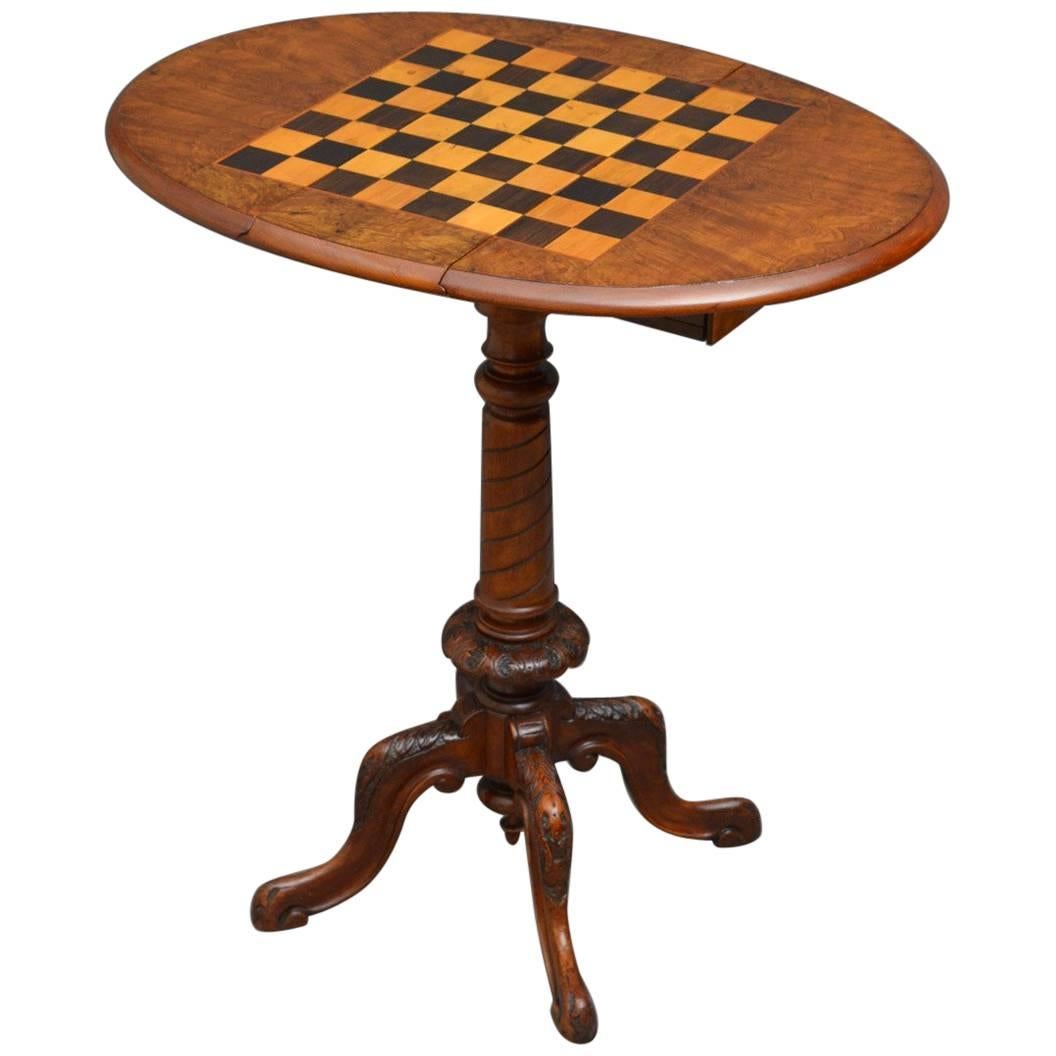 Unusual Victorian Walnut Chess Table