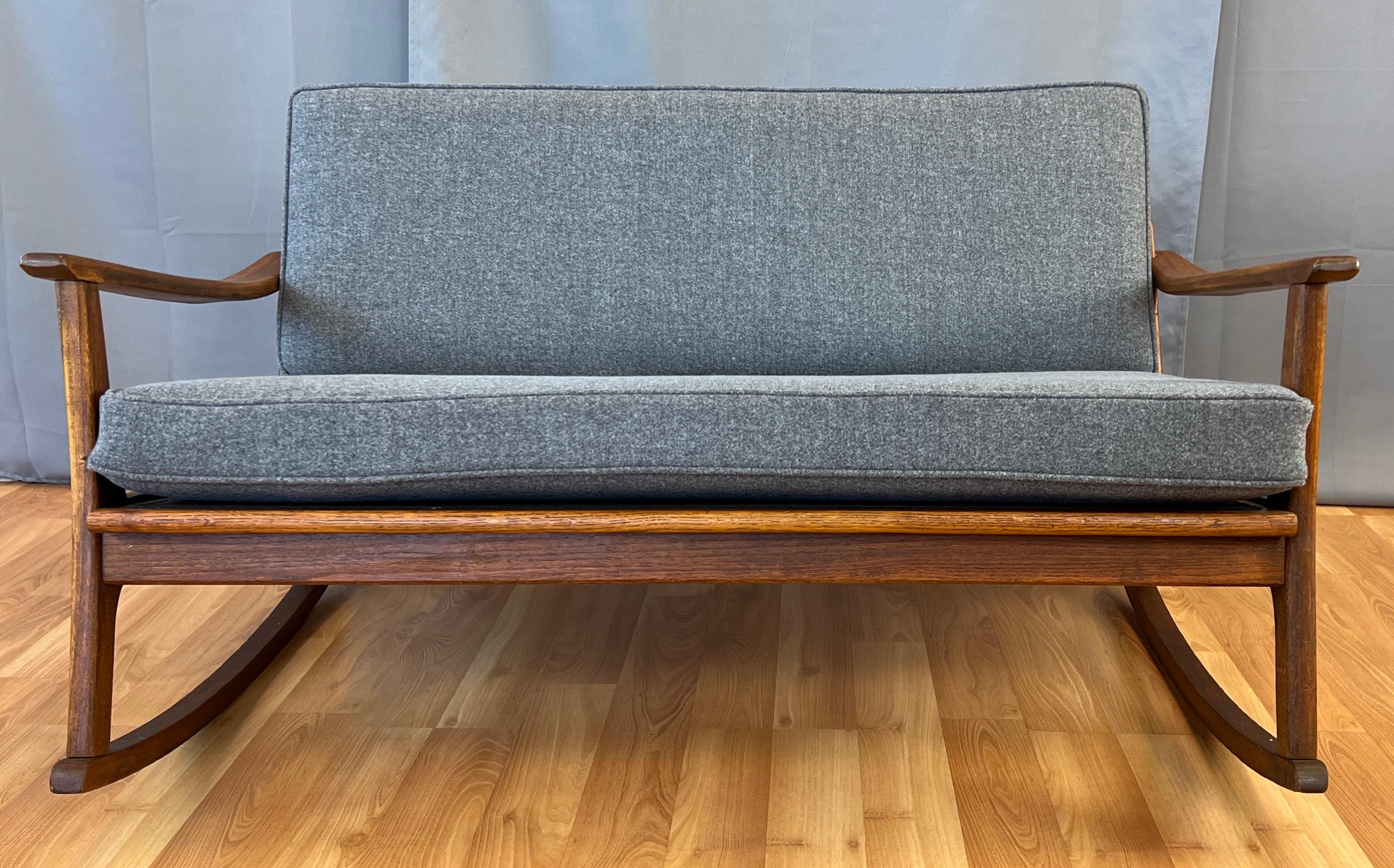 Unusual Vintage 1960s Walnut Settee Rocker at 1stDibs