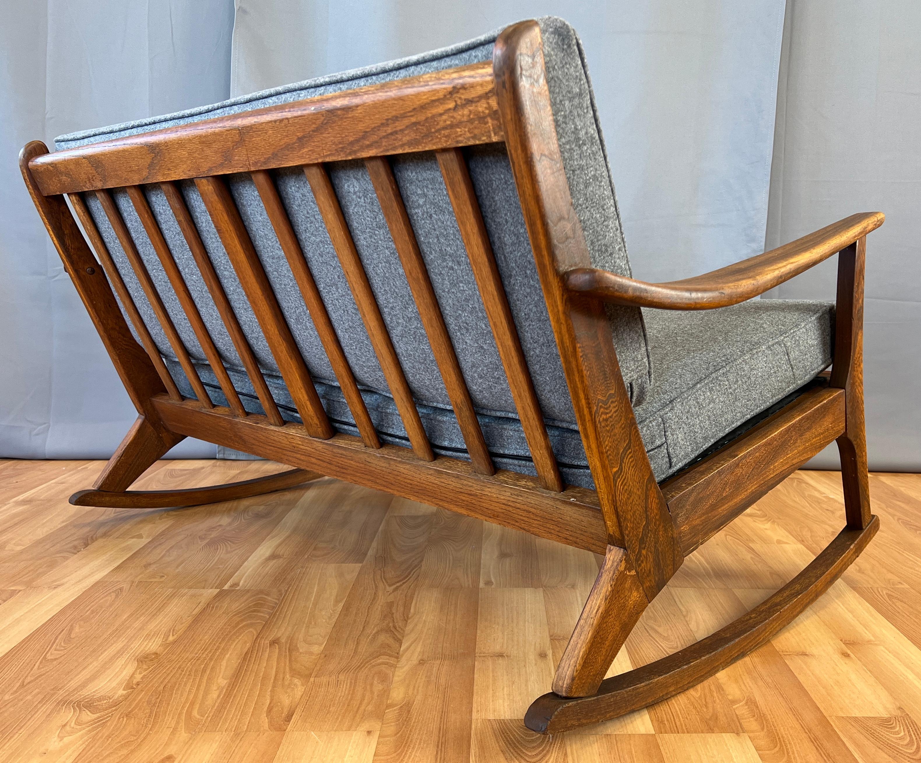 Unusual Vintage 1960s Walnut Settee Rocker at 1stDibs