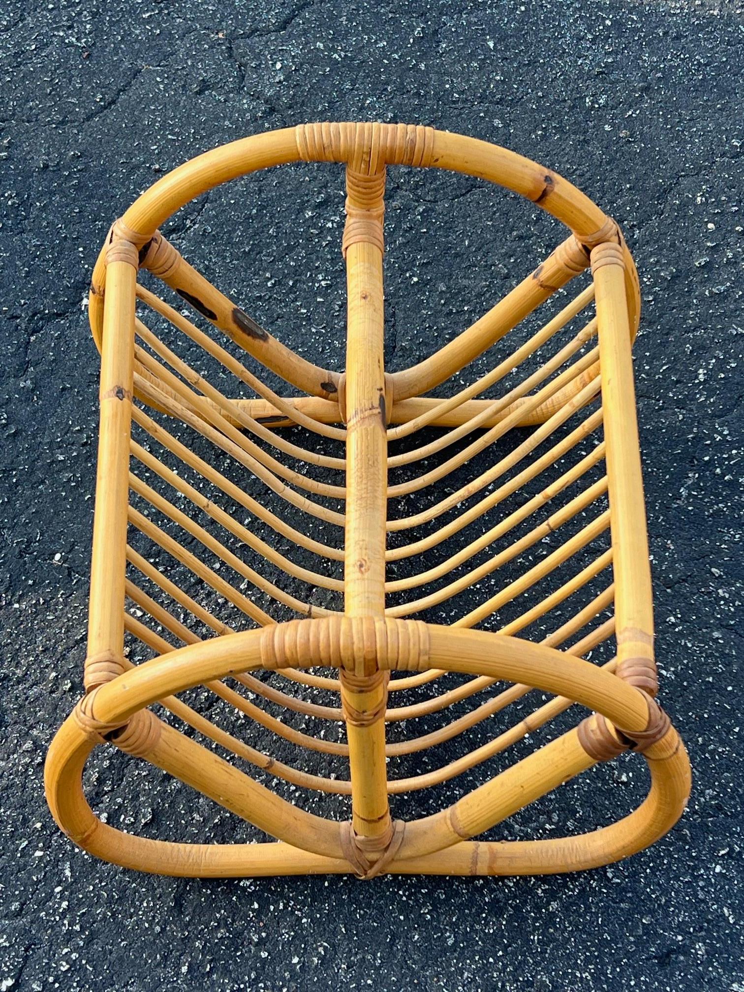 Mid-Century Modern Unusual Vintage Bamboo Magazine Rack Ca' 1950's For Sale