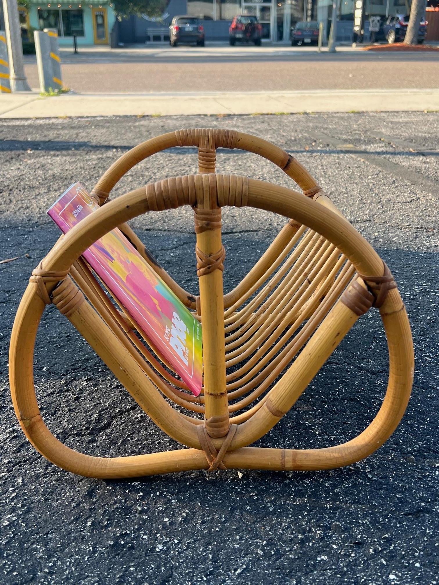 Mid-20th Century Unusual Vintage Bamboo Magazine Rack Ca' 1950's For Sale
