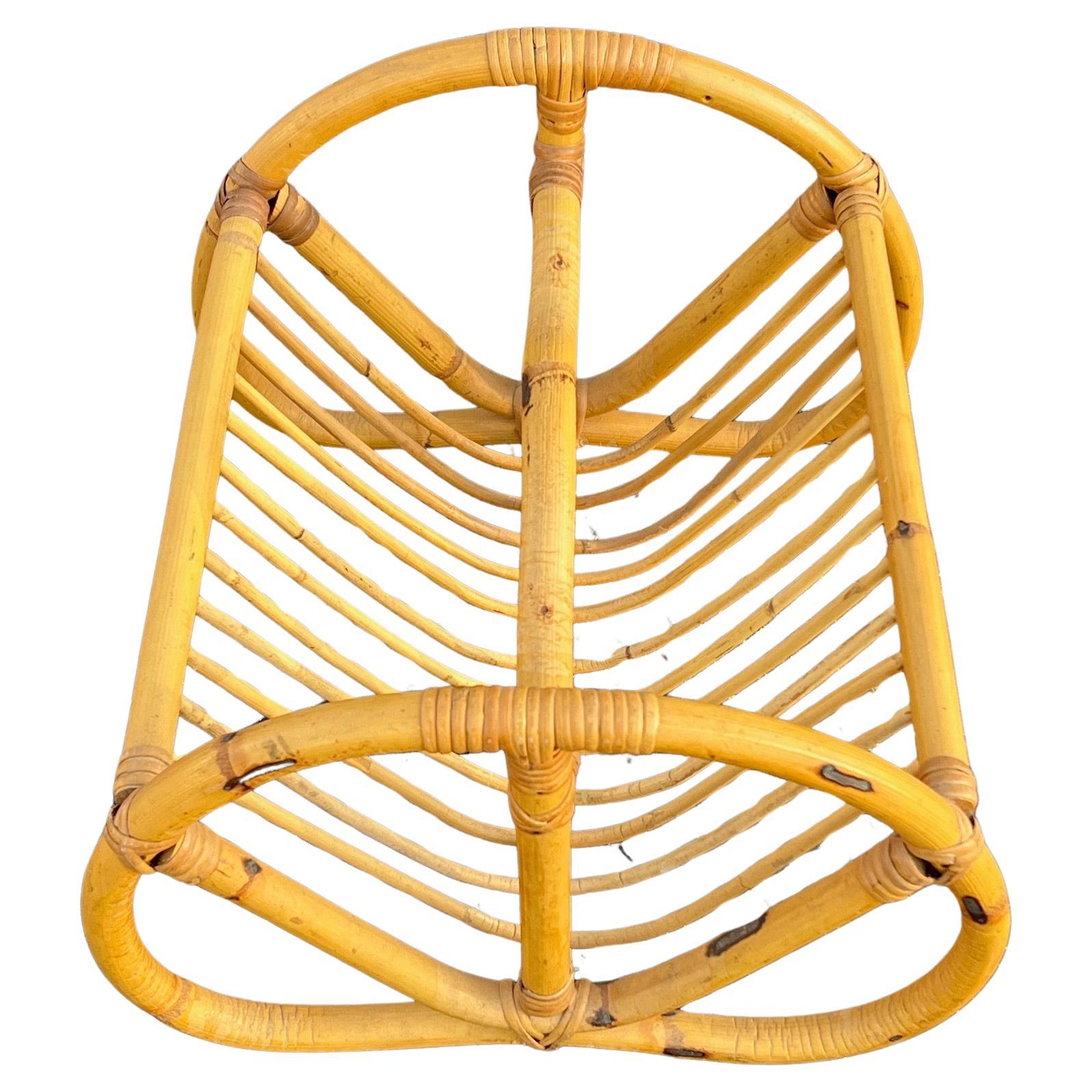Unusual Vintage Bamboo Magazine Rack Ca' 1950's For Sale