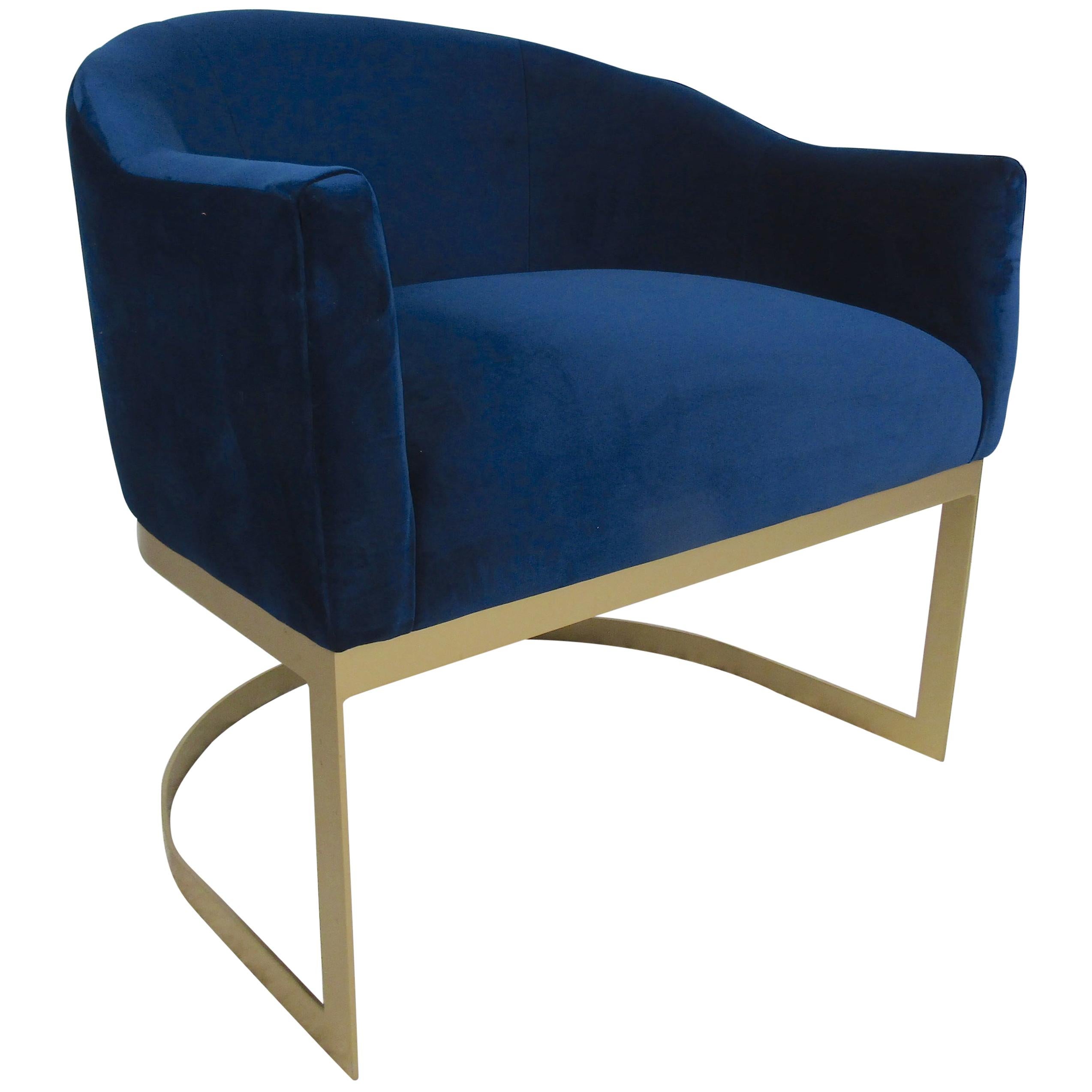 Unusual Vintage Cantilever Blue Lounge Chair For Sale