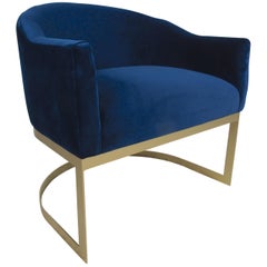 Unusual Vintage Cantilever Blue Lounge Chair