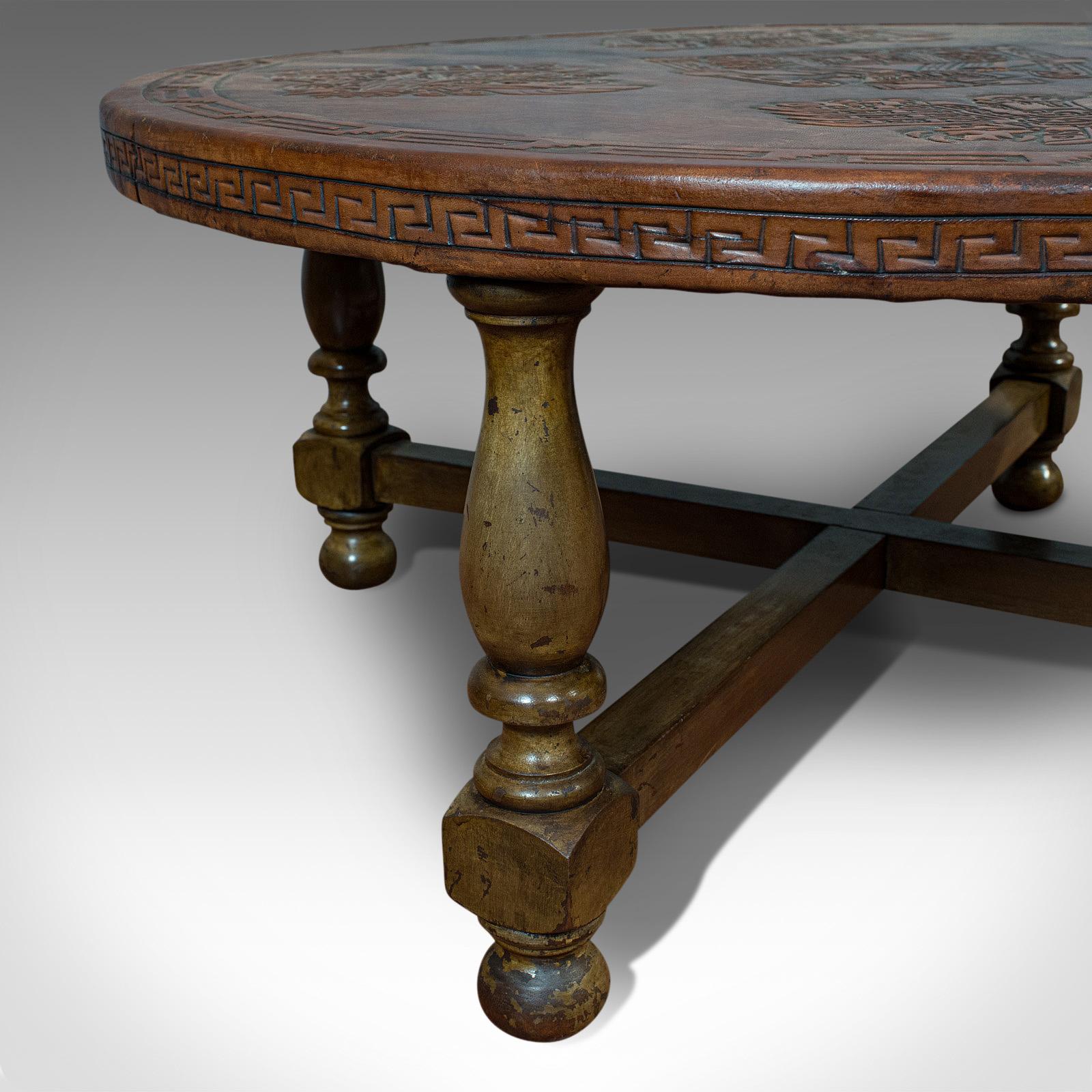 Unusual Coffee Table, Peruvian, Leather, Decorative, Aperitif, circa 1950 2