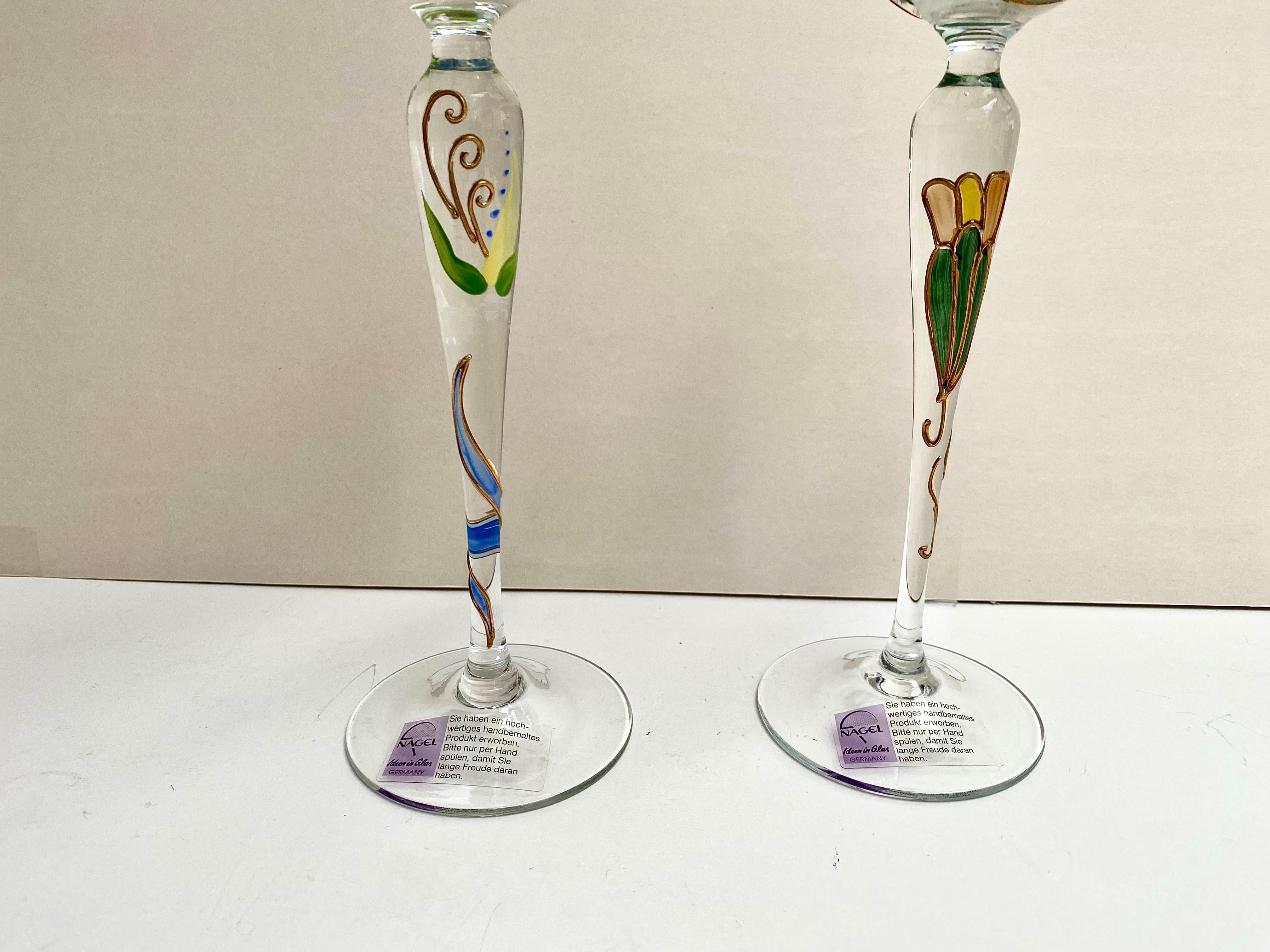 Unusual Vintage Crystal Goblets “Romantic Poetry”by Nagel, Germany, 1980s, Set 2 1