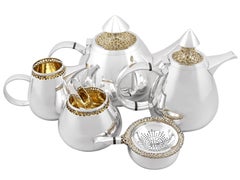 Unusual Vintage English Sterling Silver Six-Piece Tea and Coffee Service