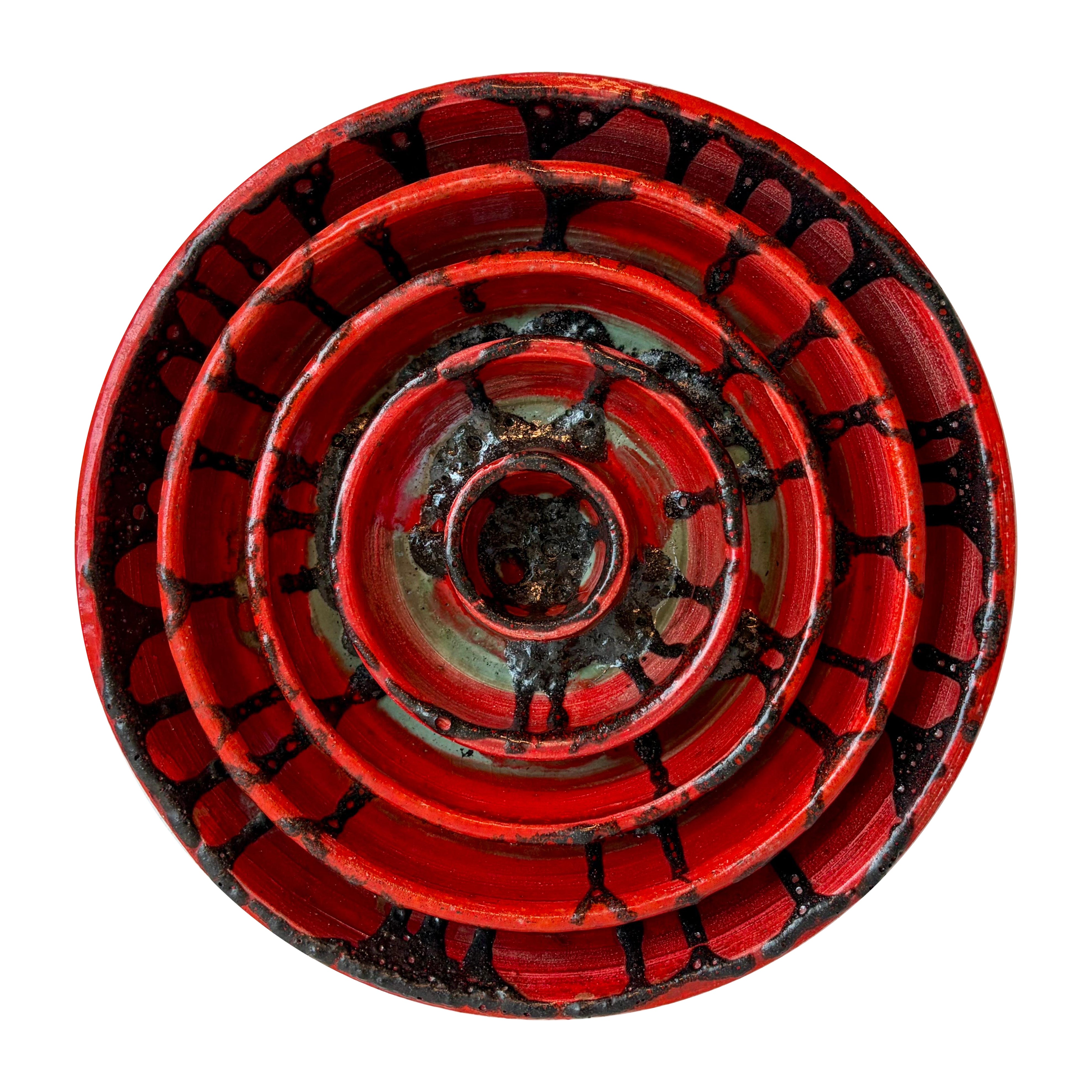 Unusual Vintage Ikebana / Raku Ceramics / Lava Glaze Art Pottery, Japan, 1960's