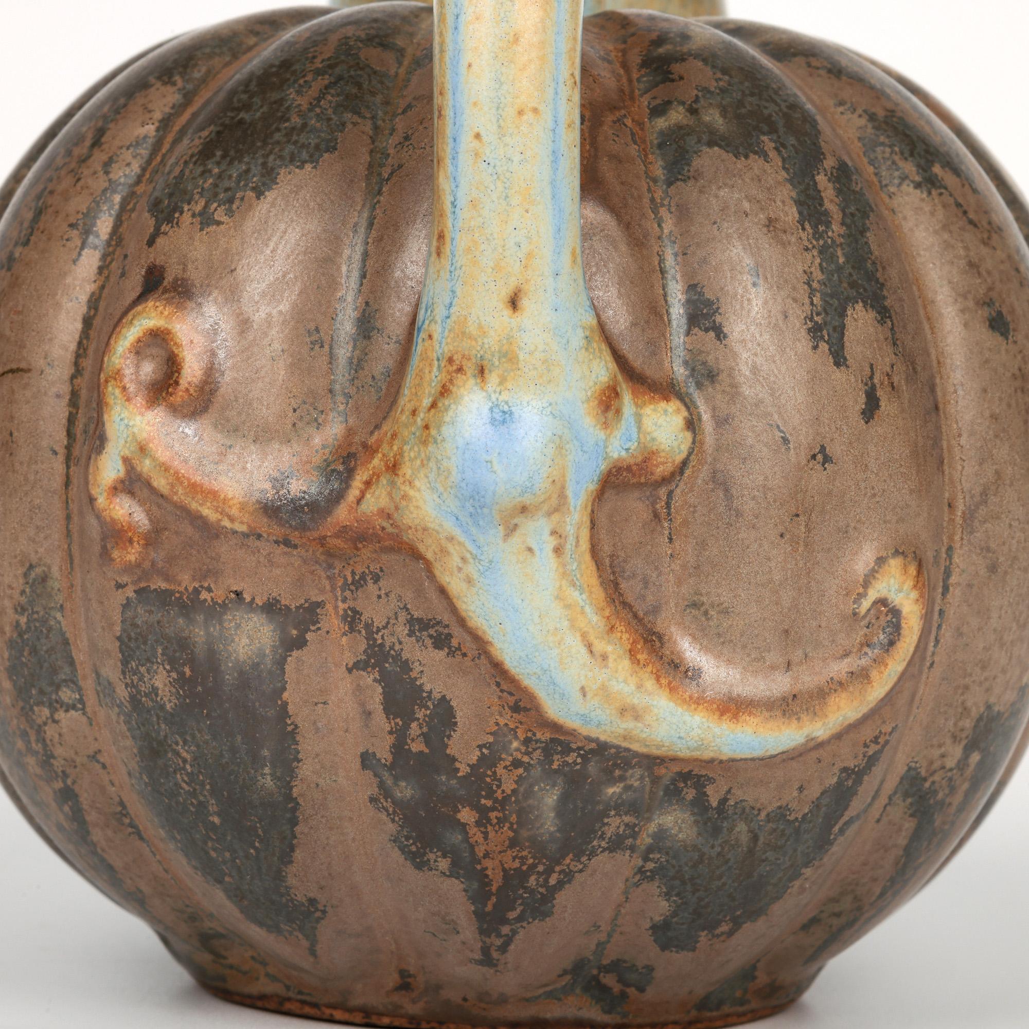 Suédois Inhabituelle cruche vintage en forme de melon en poterie d'art émaillée en vente