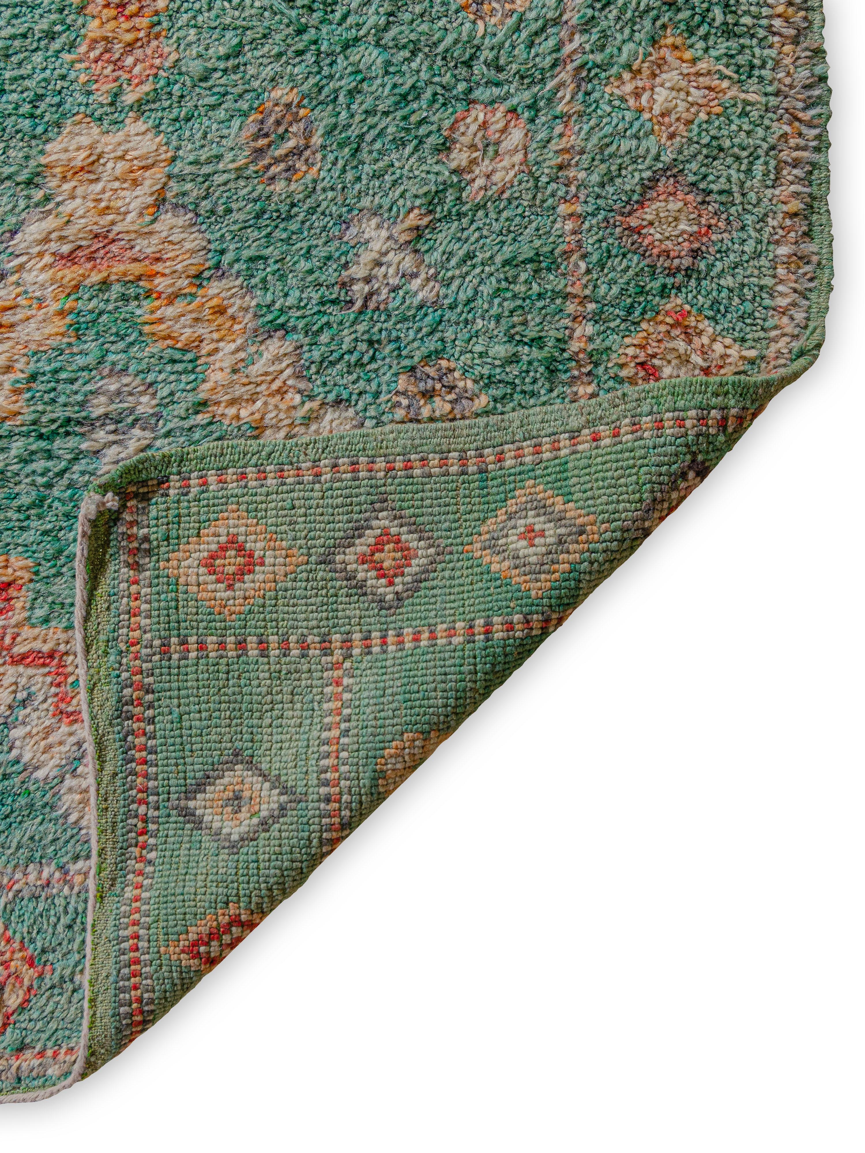 Hand-Woven Unusual Moroccan Beni M'Guild Carpet in jade green curated by Breuckelen Berber For Sale
