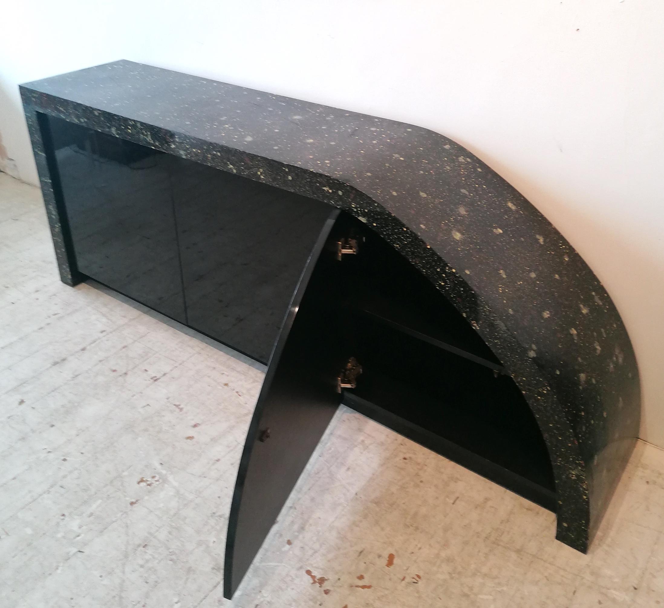 Lacquer Unusual vintage sculptural postmodern American lacquered sideboard 1980s For Sale