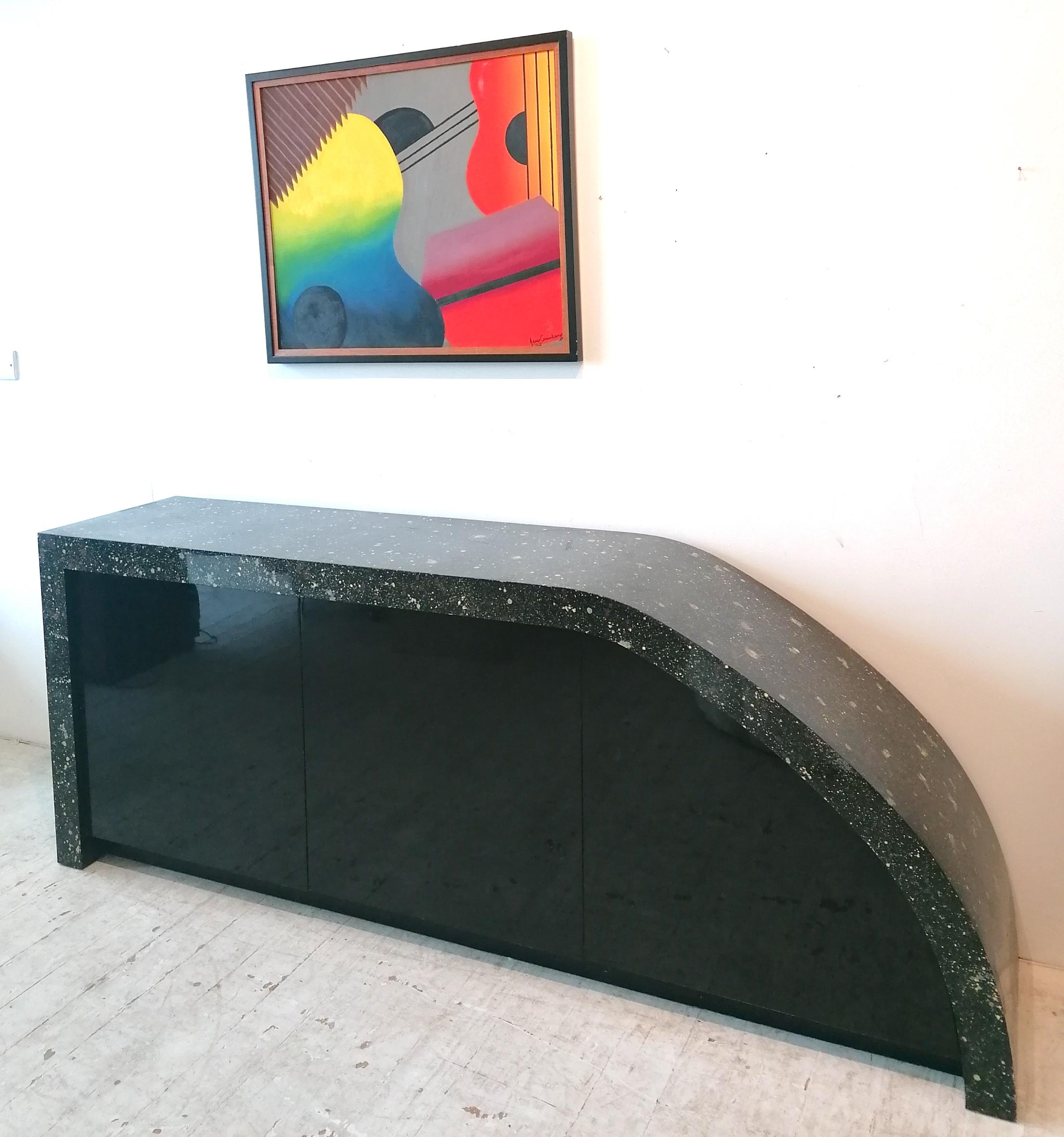 Unusual vintage sculptural postmodern American lacquered sideboard 1980s For Sale 3