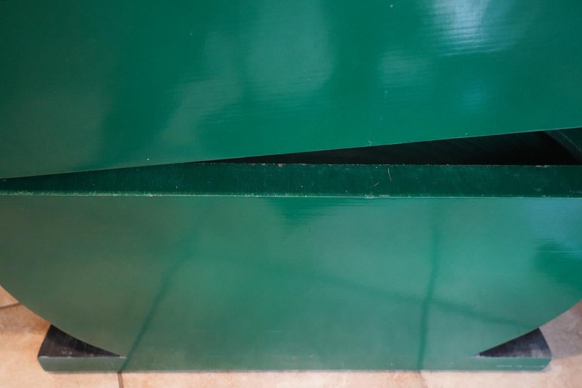 20th Century Unusual Vintage Tessellated Jade Stone Console Table of Hanging Palm Leaves