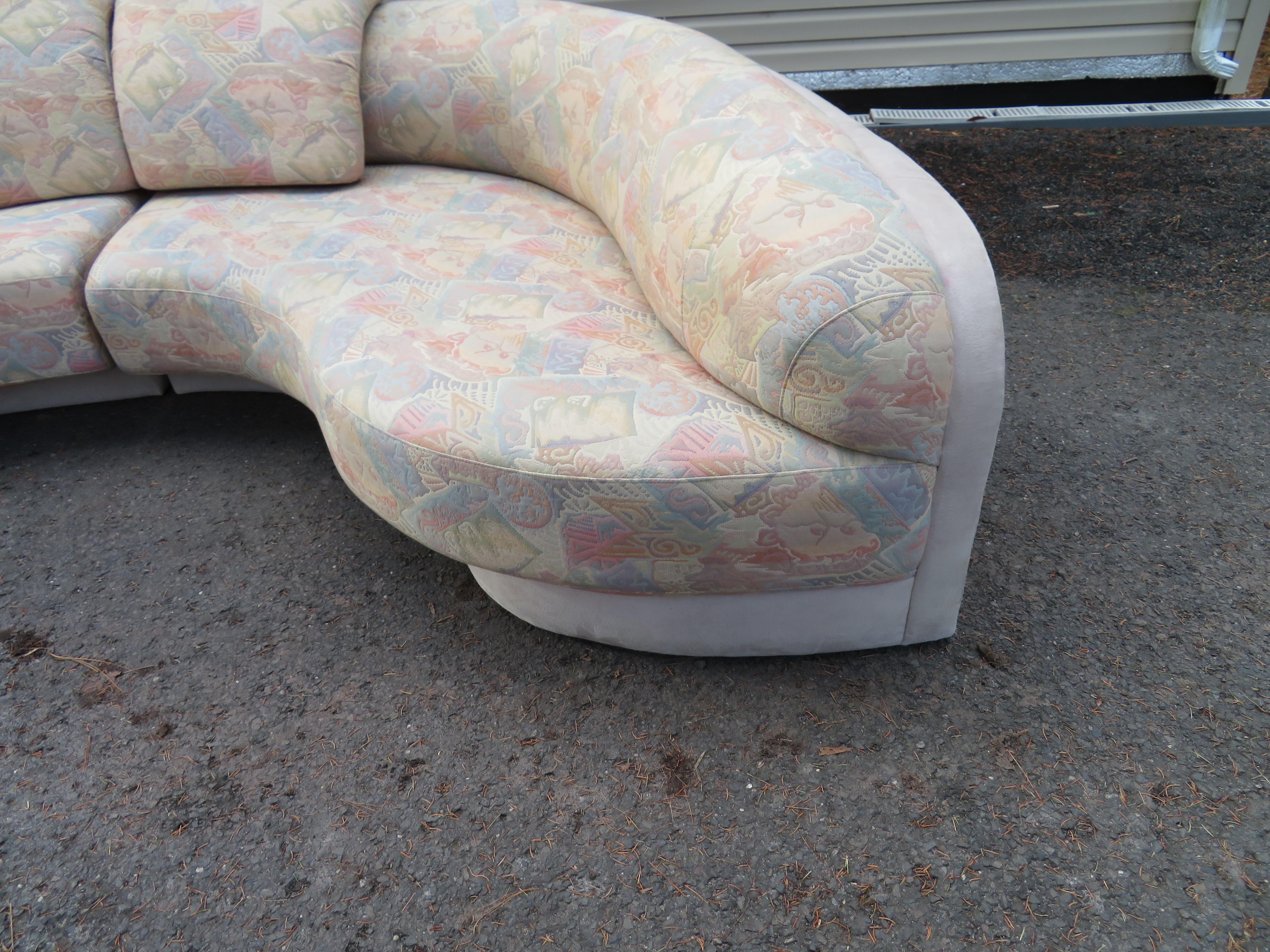 mid century curved sofa