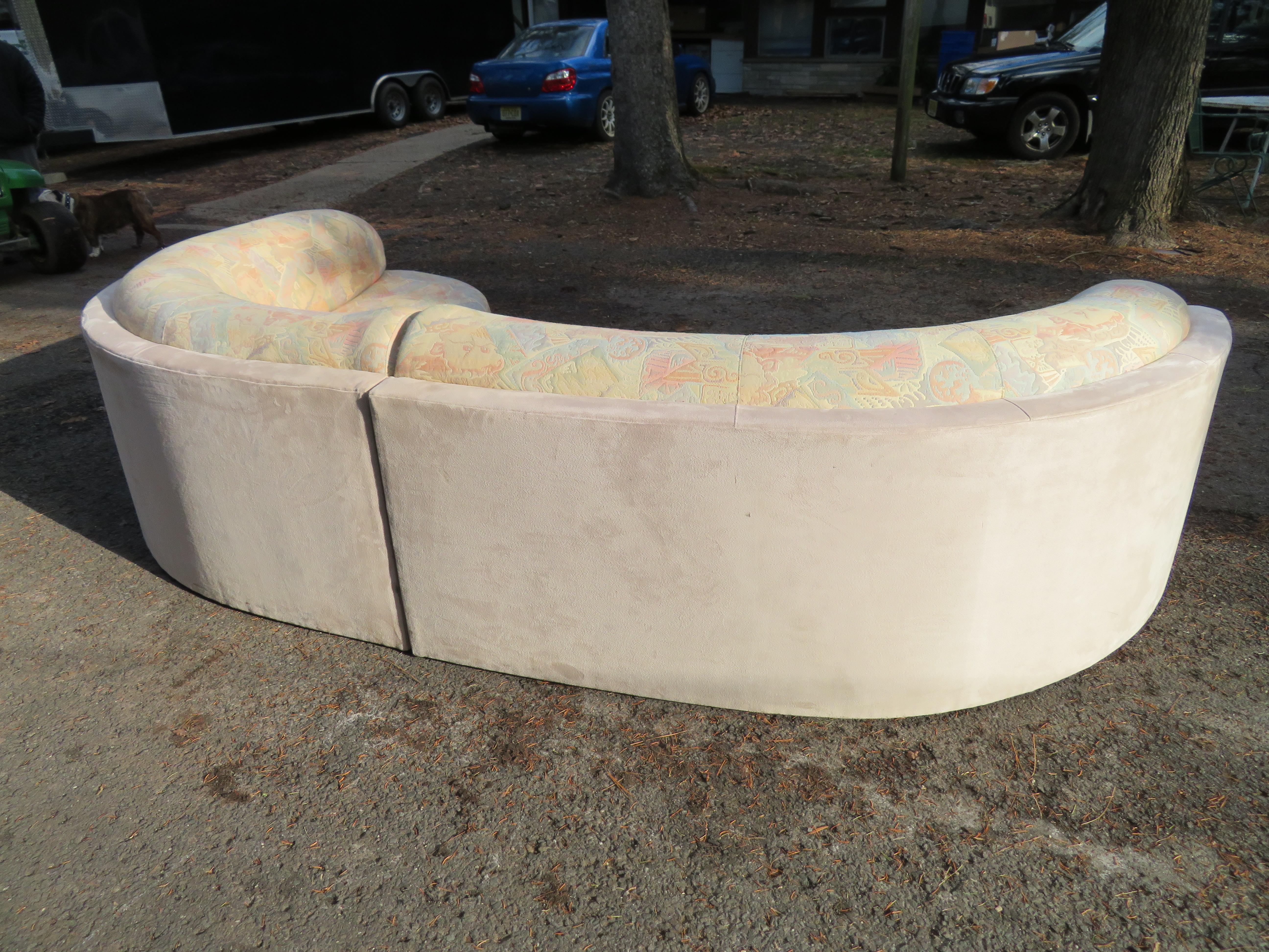 mid century modern curved couch