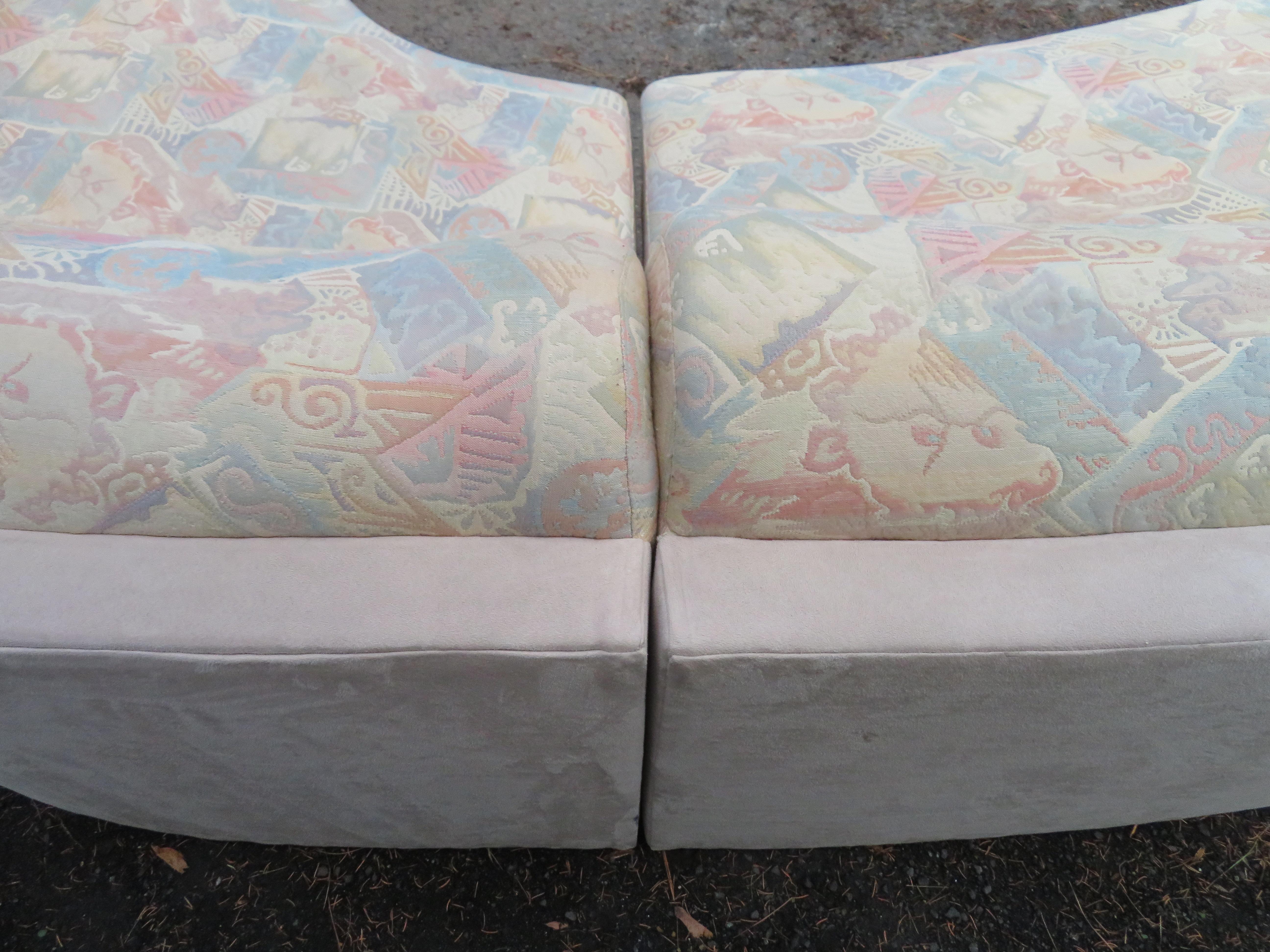 Canapé sectionnel incurvé de 2 pièces, style mi-siècle moderne, design inhabituel en vente 1