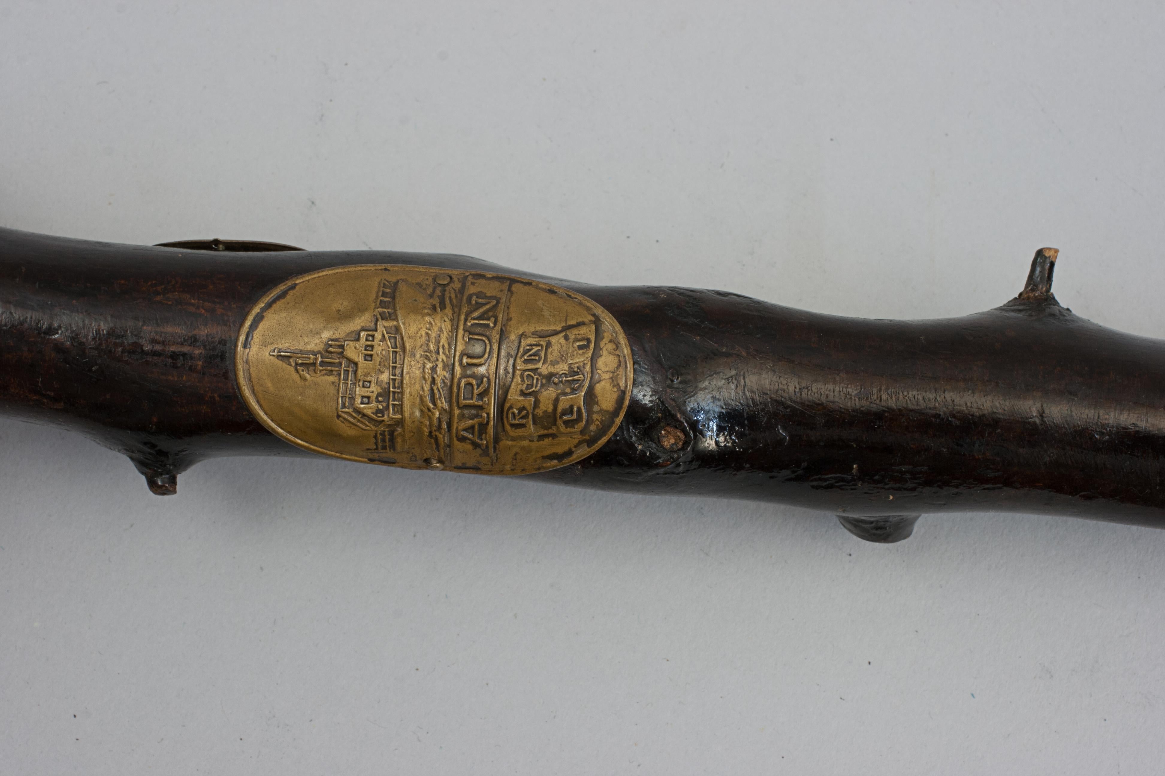 20th Century Unusual Walking Stick With RNLI Lifeboat Plaques