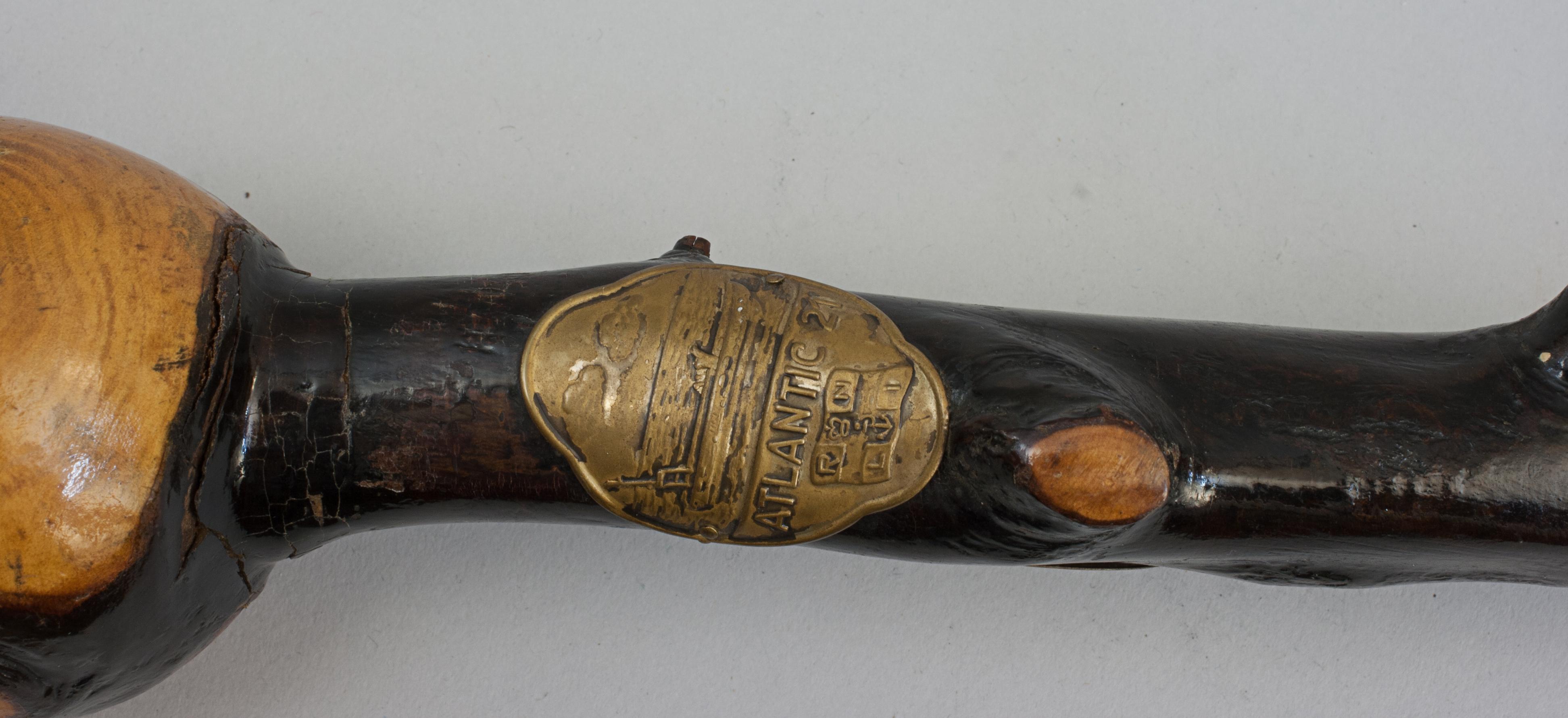 Wood Unusual Walking Stick With RNLI Lifeboat Plaques