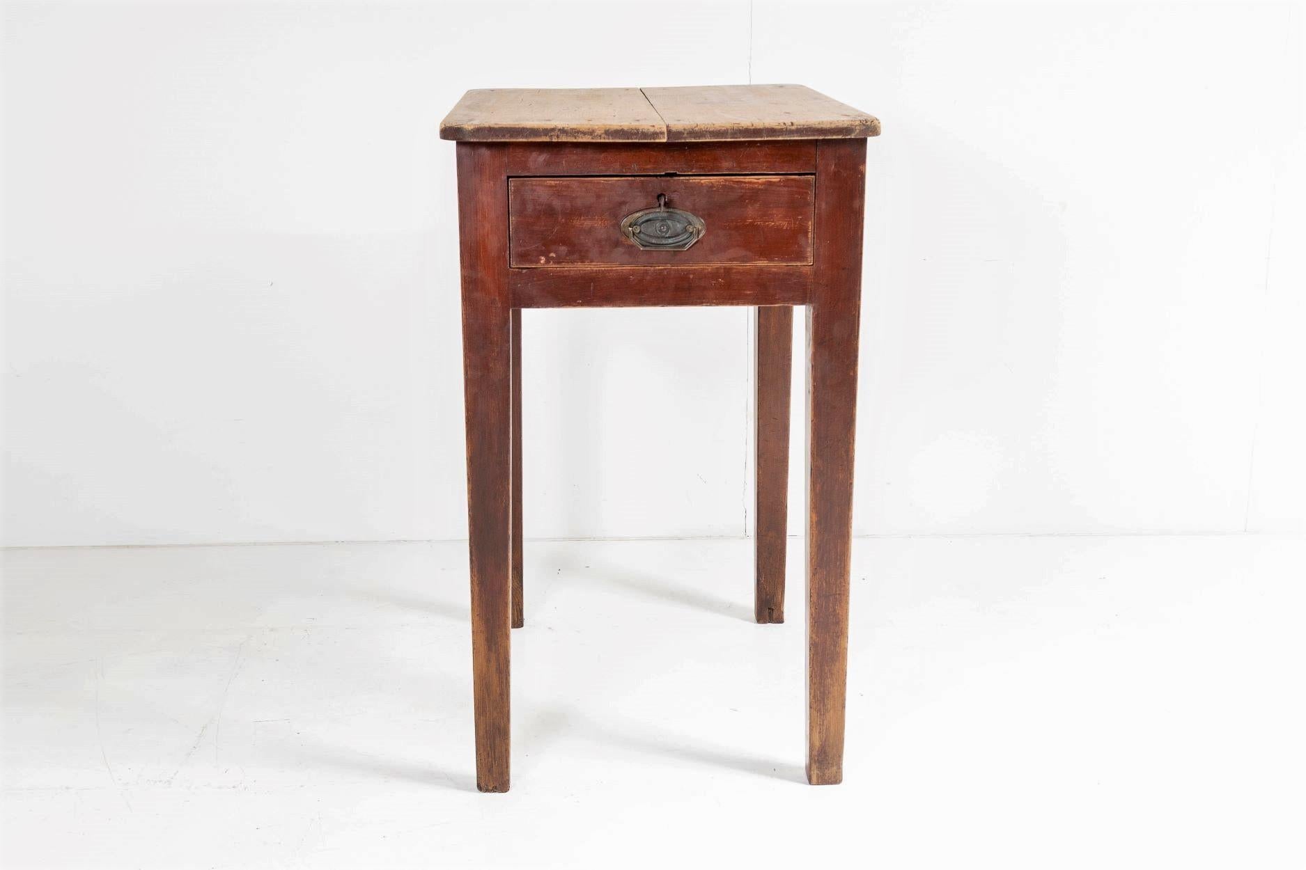 Schoolhouse Unusual Welsh Pine Hall Occasional Table Desk with Single Drawer Circa 1890 For Sale