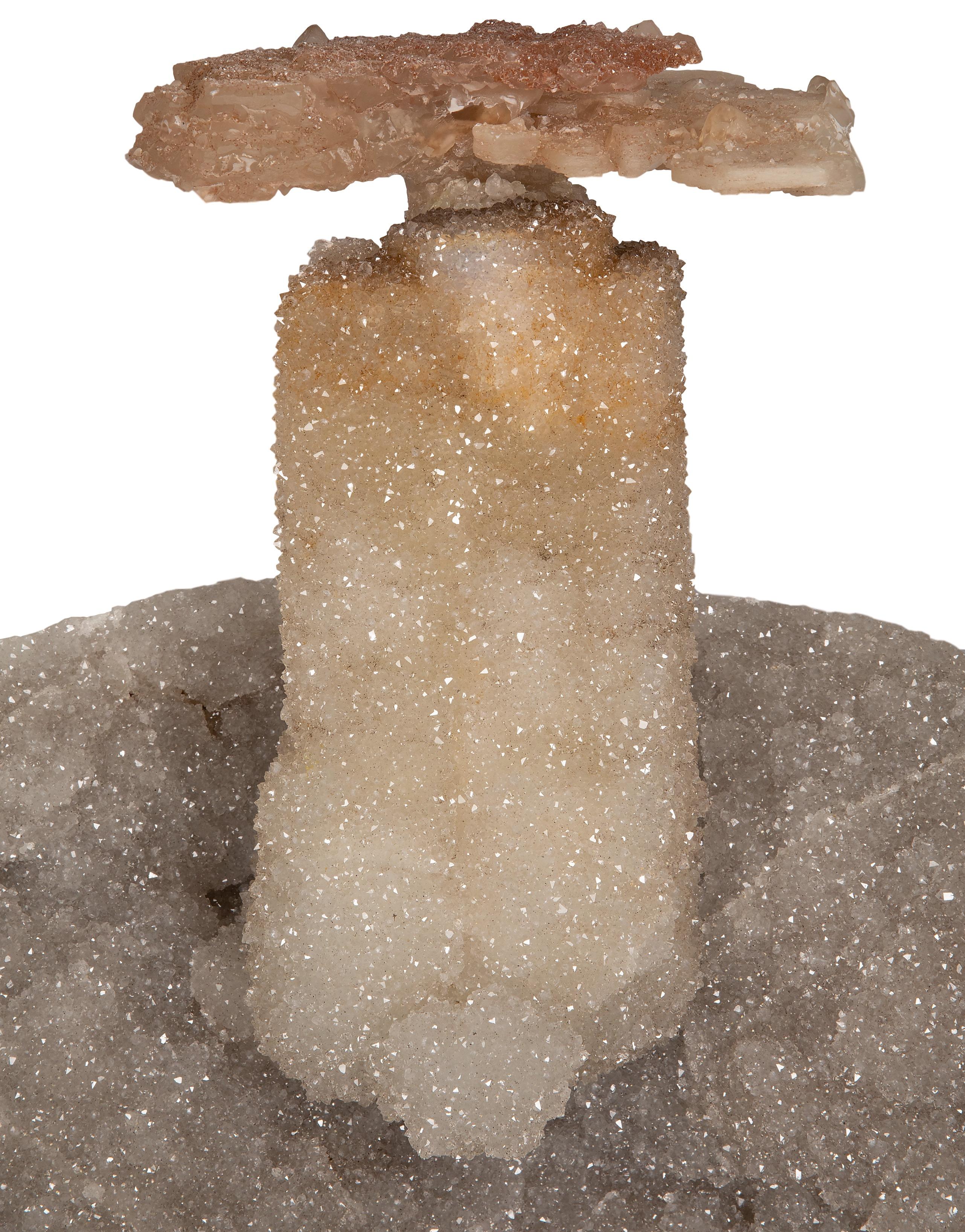 18th Century and Earlier White Quartz “Tree” Sculptural Formation on Metal Stand For Sale