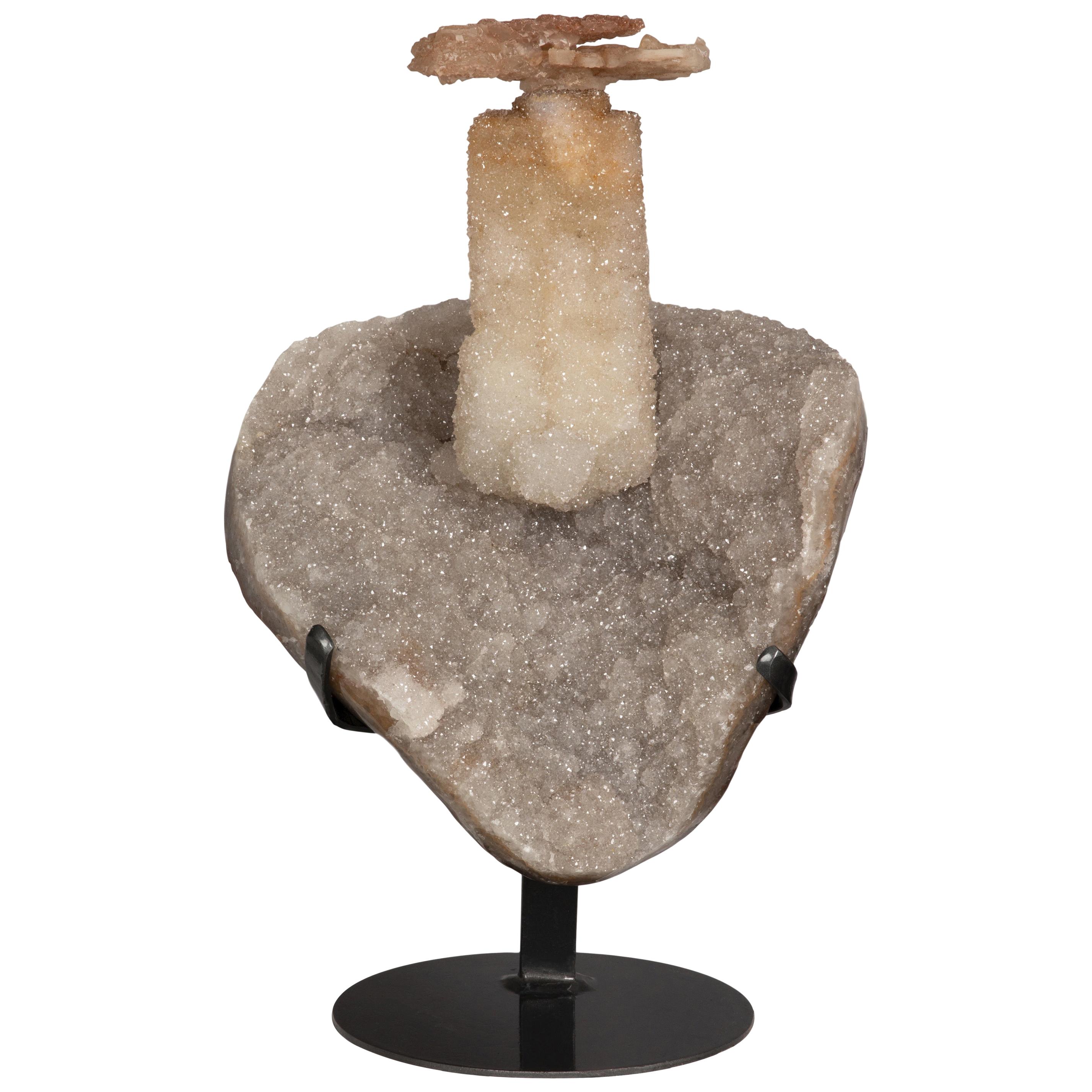 White Quartz “Tree” Sculptural Formation on Metal Stand For Sale