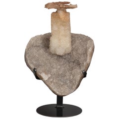 White Quartz “Tree” Sculptural Formation on Metal Stand