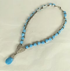 Ungewöhnliche William De Lillo Türkis Toggle Pave Halskette