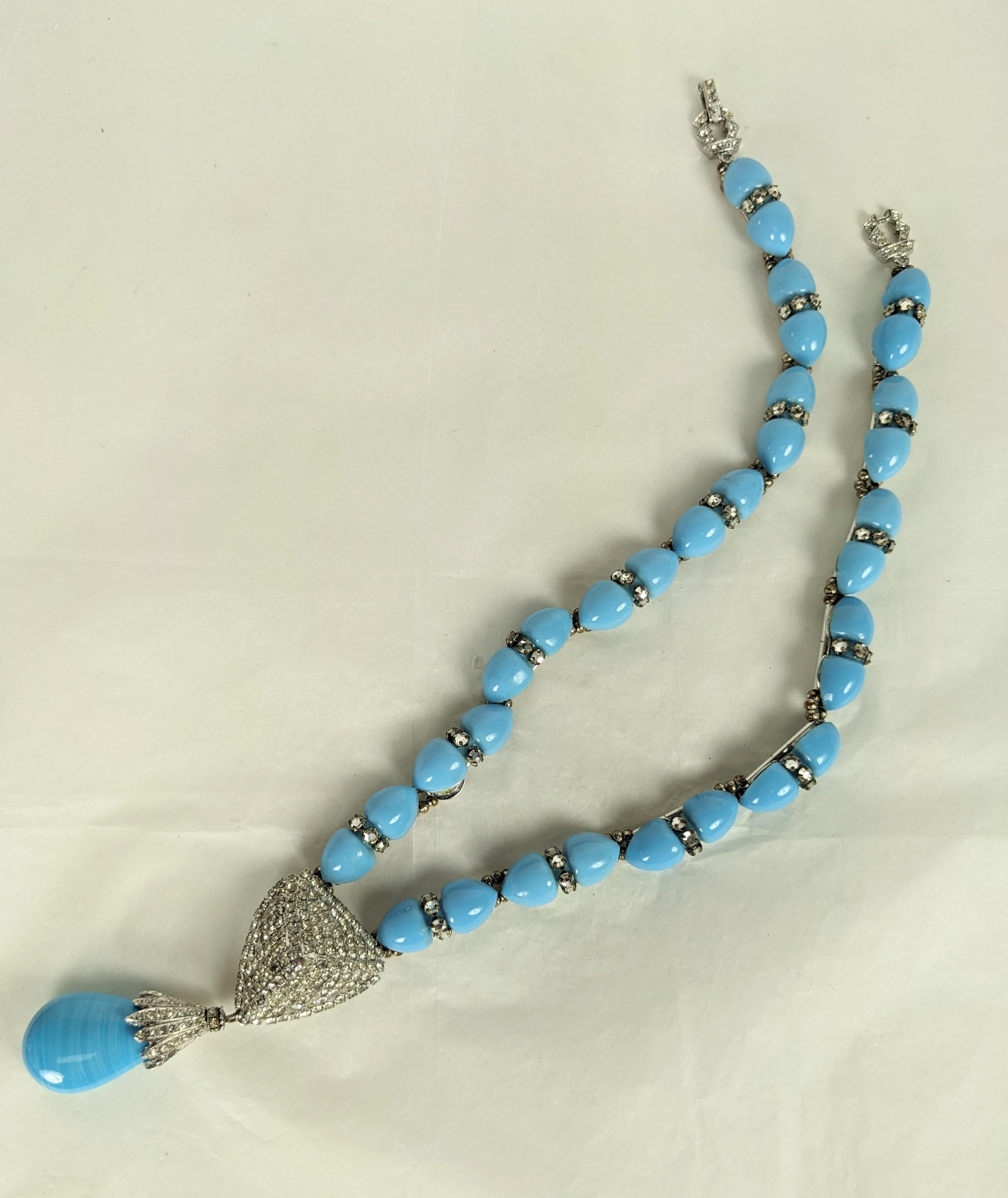 Collier insolite William De Lillo Turquoise Toggle Pave Bon état - En vente à New York, NY