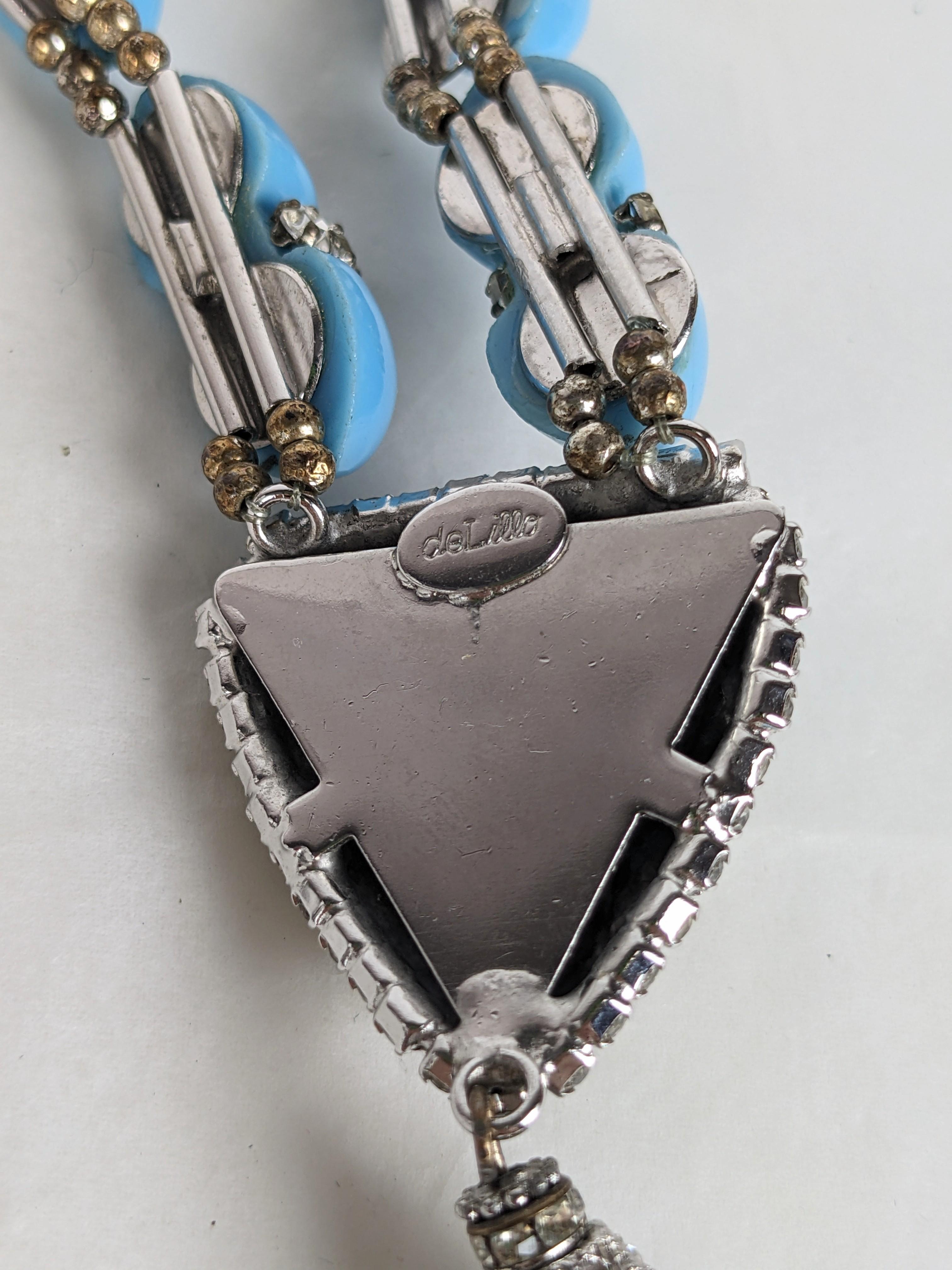 Collier insolite William De Lillo Turquoise Toggle Pave en vente 3