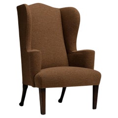 Unusual Wingback Armchair in Wool, England circa 1900