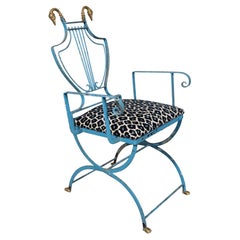 Unusual Wrought Iron And Brass Armchair