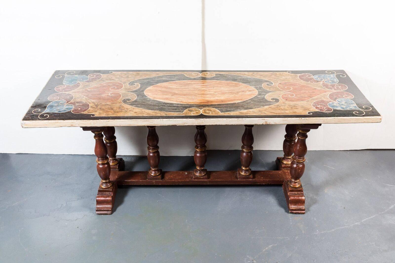 Hand-Carved Unusual, Early 19th Century, Italian, Painted Table For Sale