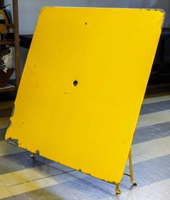 Unusual, Large Square Yellow Painted Iron Folding GardenTable