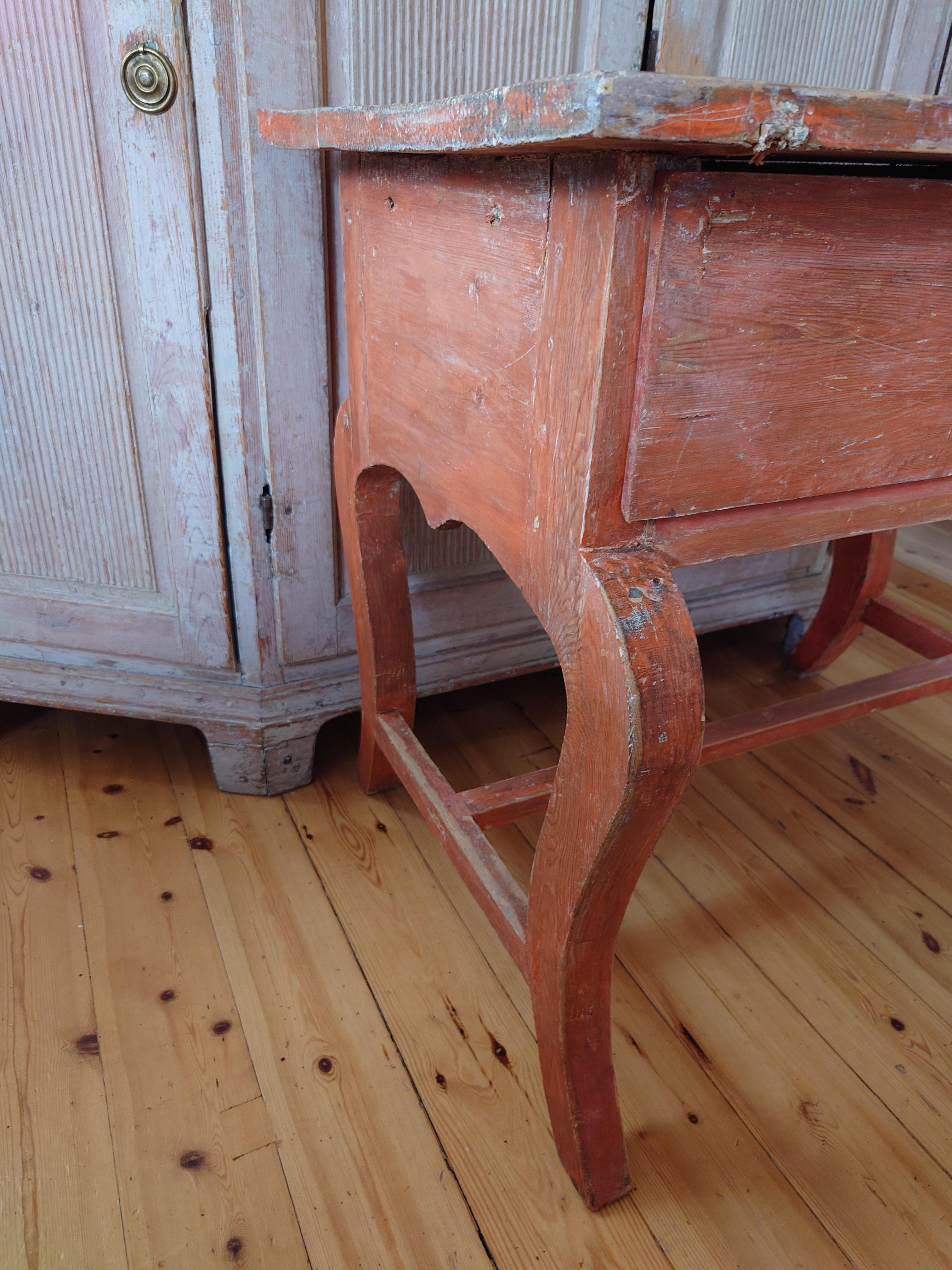 Unusually Charming 19th Century Swedish Folk Art Table  with original paint. For Sale 5