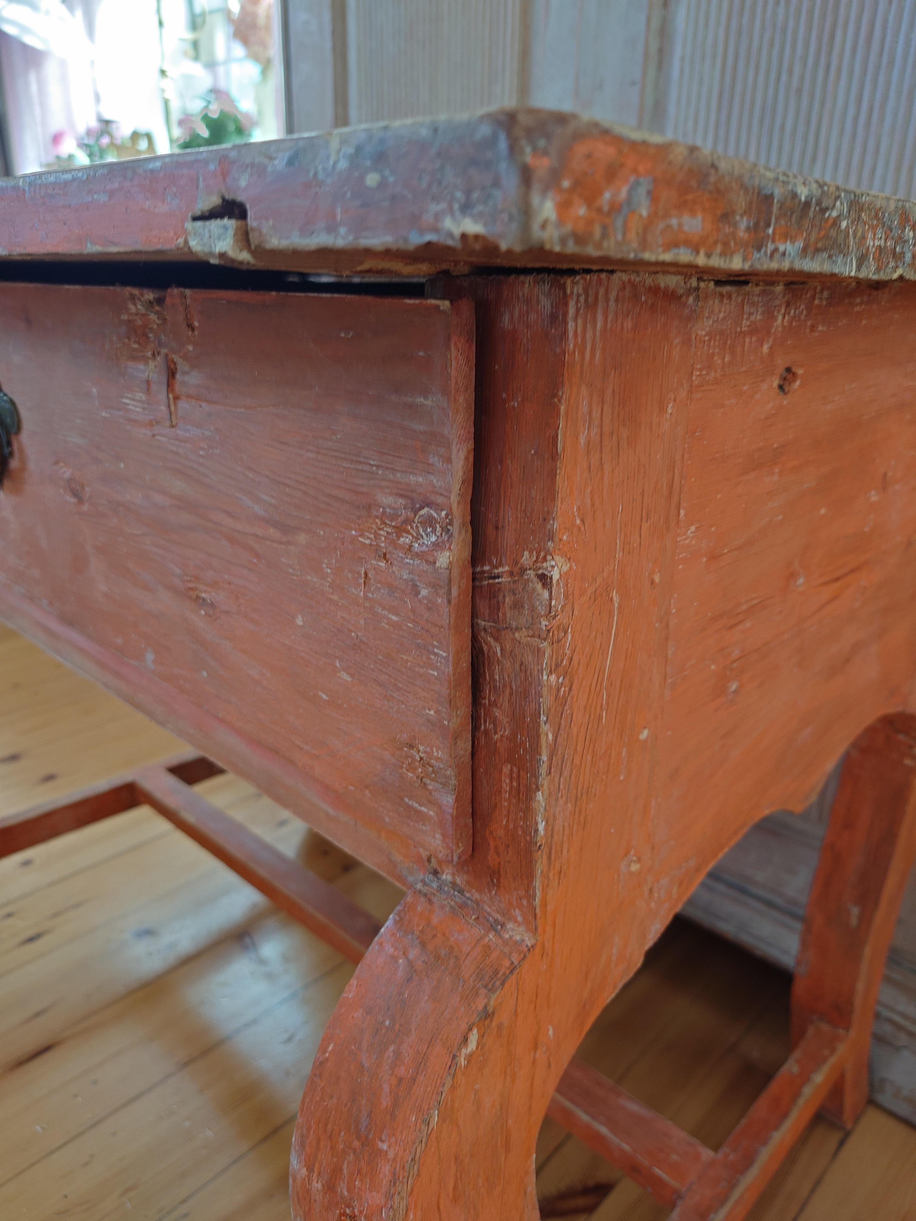 Unusually Charming 19th Century Swedish Folk Art Table  with original paint. For Sale 8