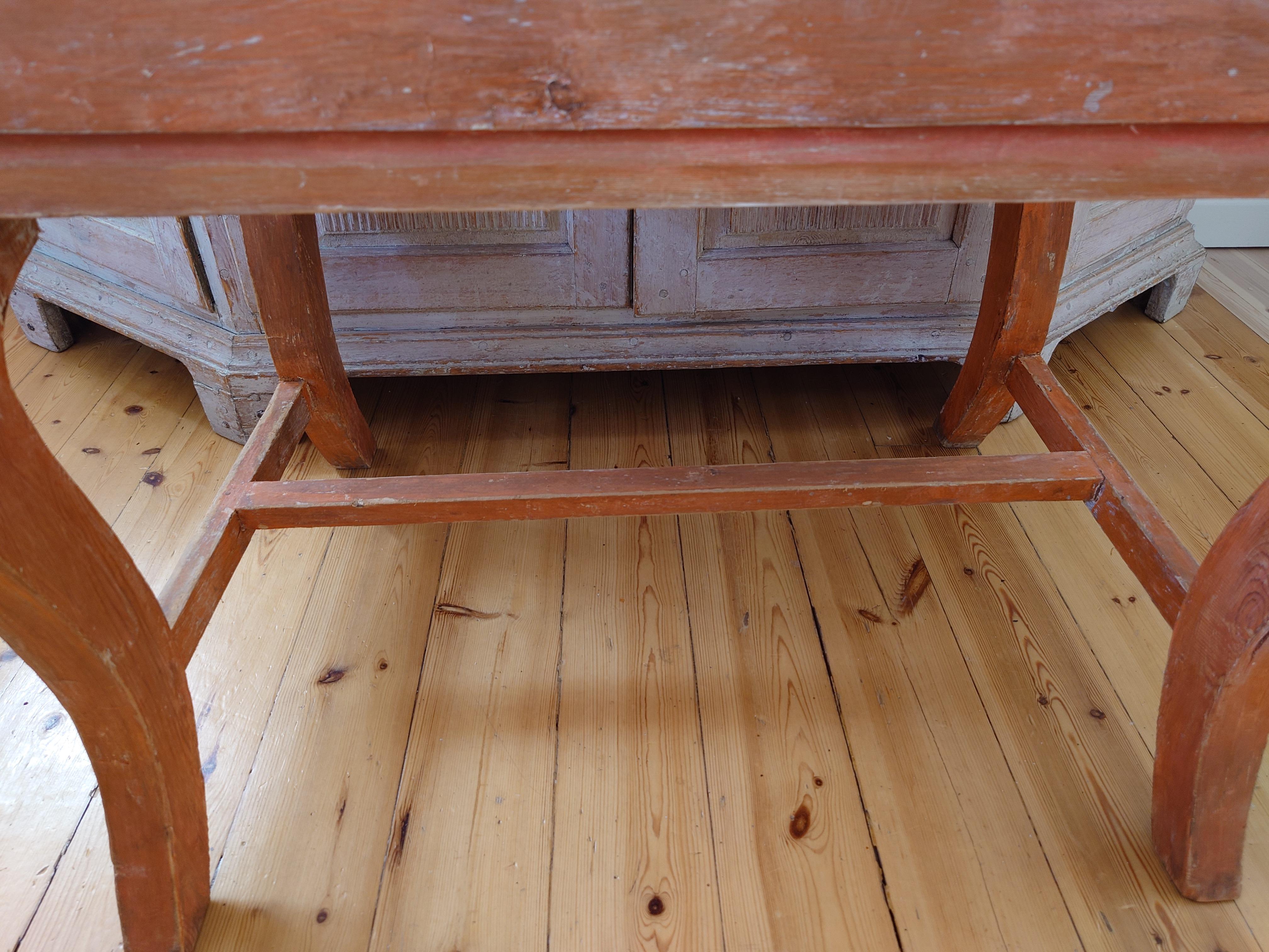 Unusually Charming 19th Century Swedish Folk Art Table  with original paint. For Sale 9