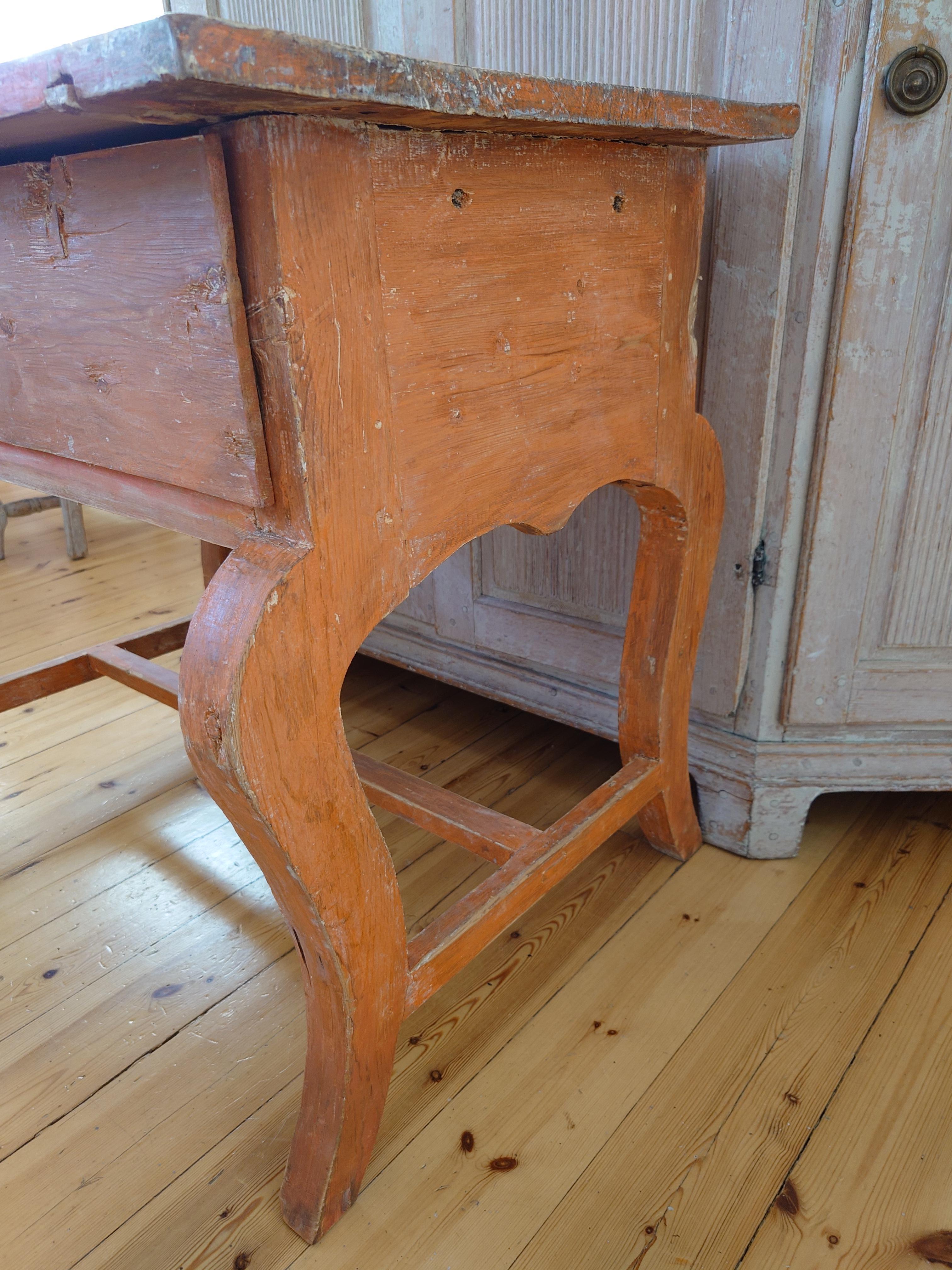 Unusually Charming 19th Century Swedish Folk Art Table  with original paint. For Sale 10