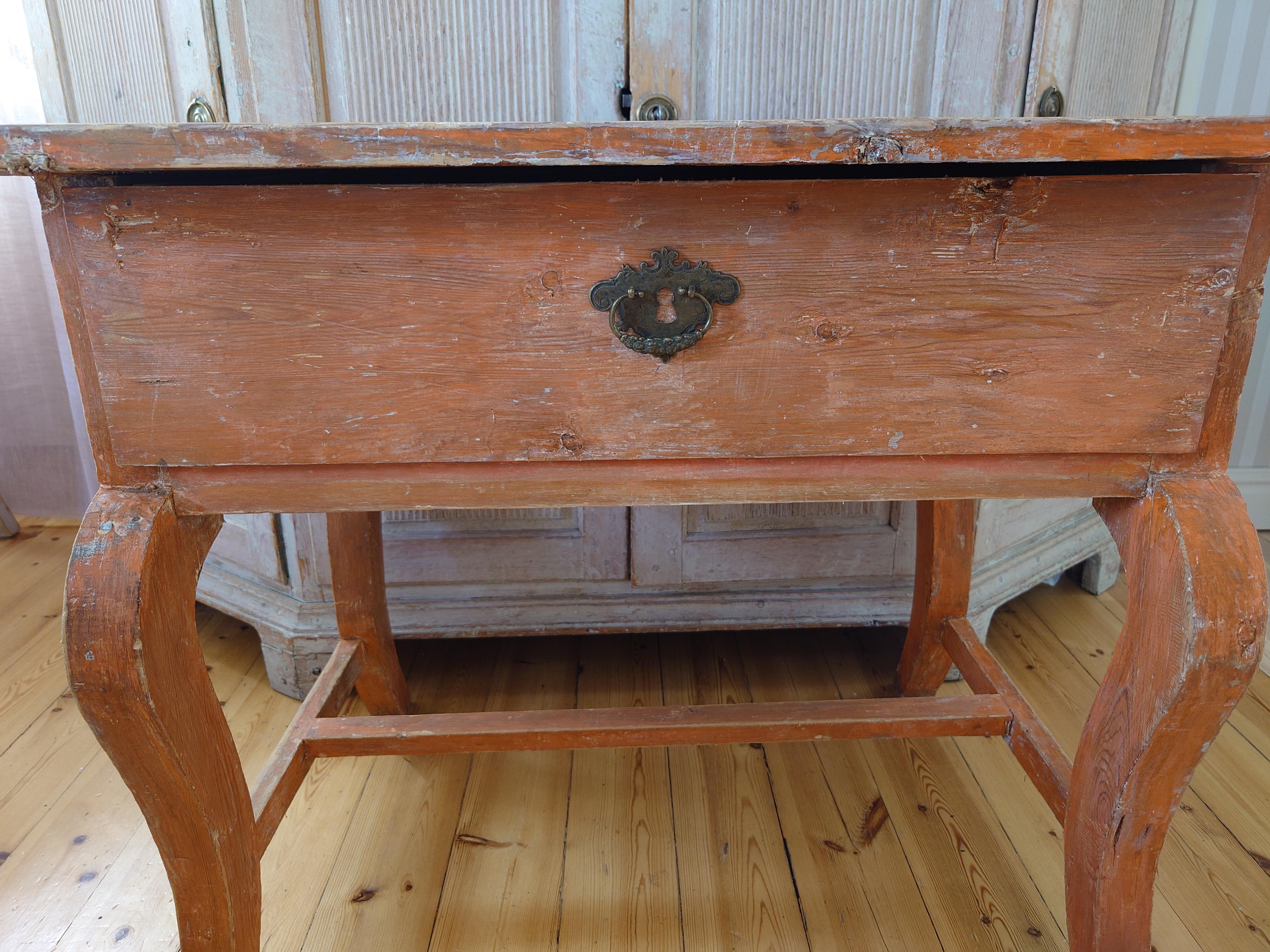 Unusually Charming 19th Century Swedish Folk Art Table  with original paint. For Sale 11