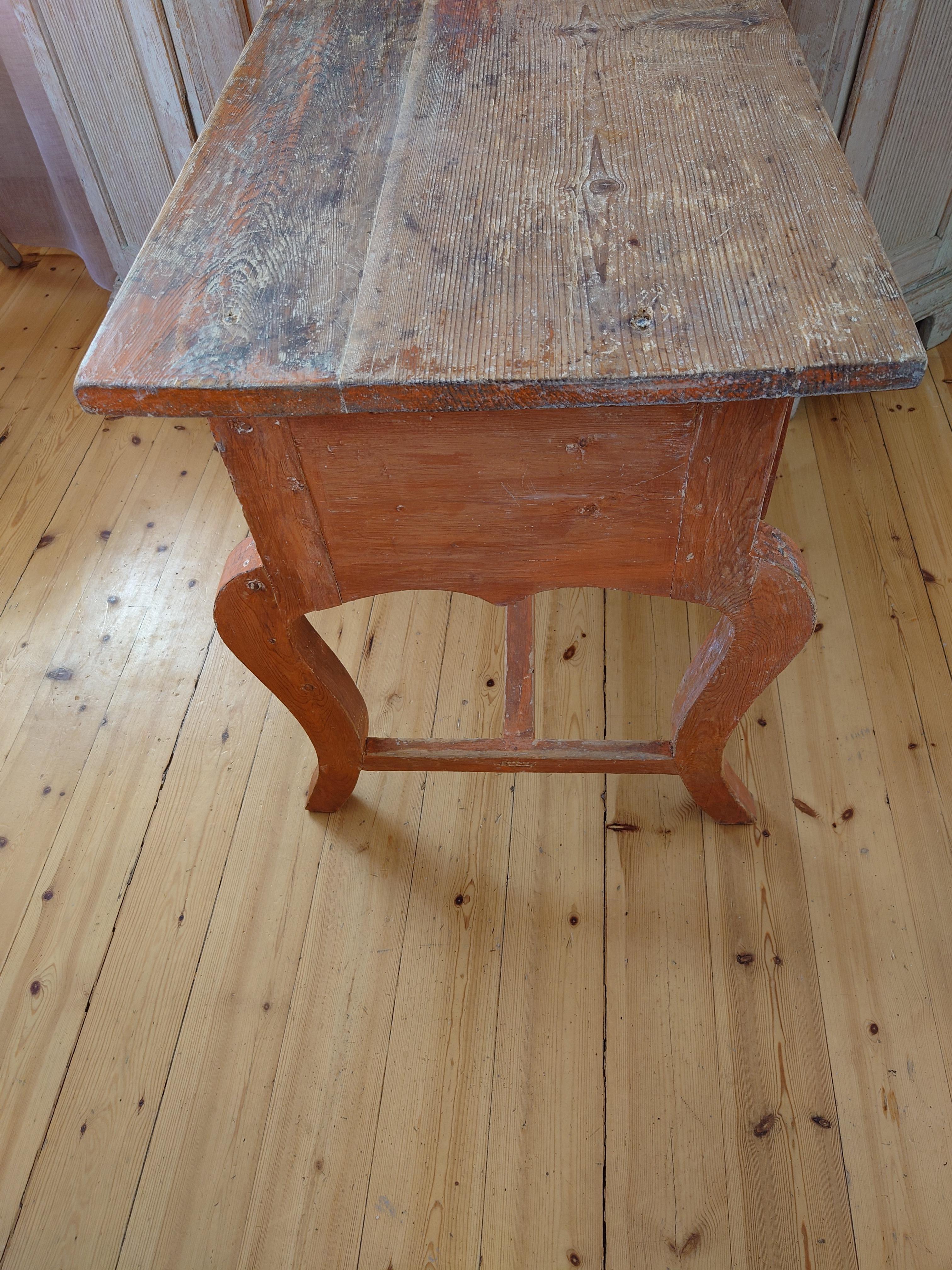 Unusually Charming 19th Century Swedish Folk Art Table  with original paint. In Good Condition For Sale In Boden, SE