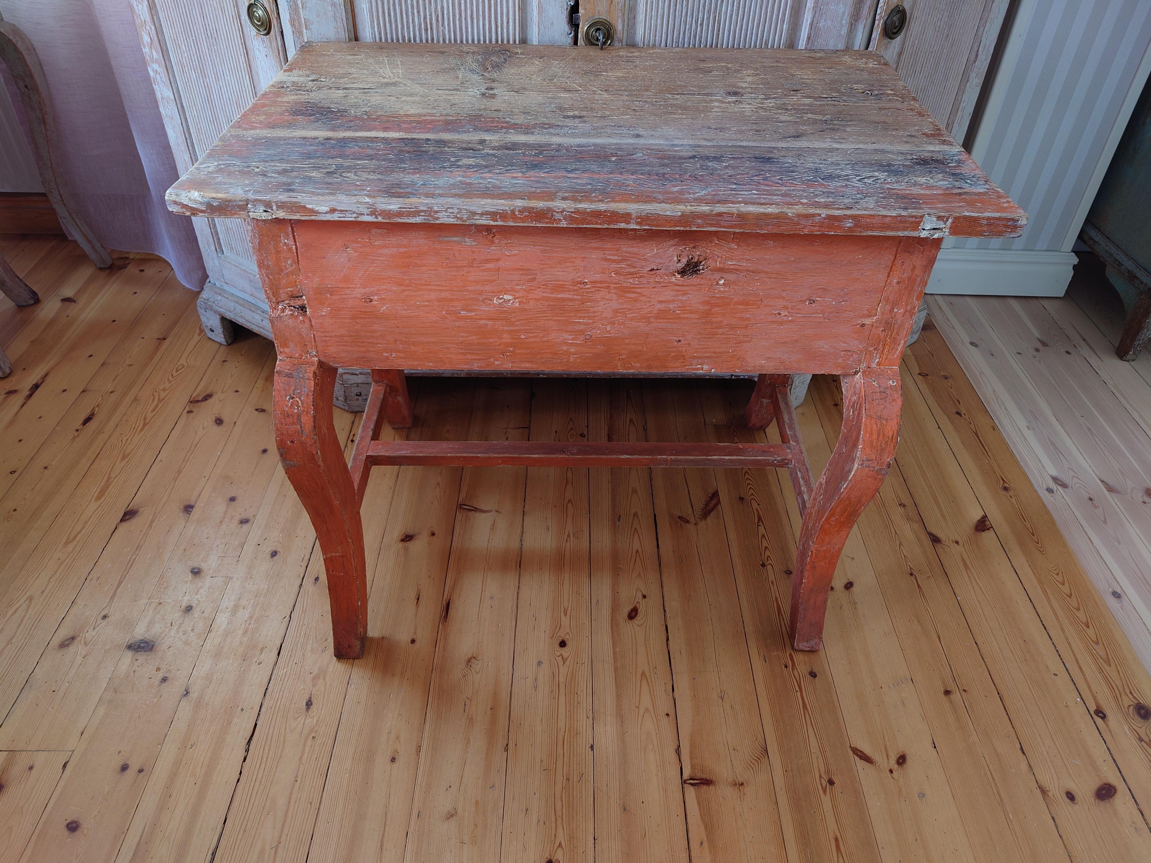 Unusually Charming 19th Century Swedish Folk Art Table  with original paint. For Sale 1