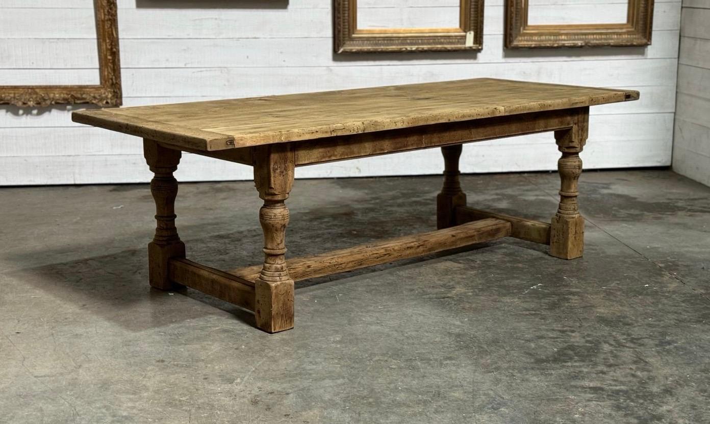 Unusually Deep Bleached Oak Farmhouse Dining Table  In Good Condition For Sale In Seaford, GB