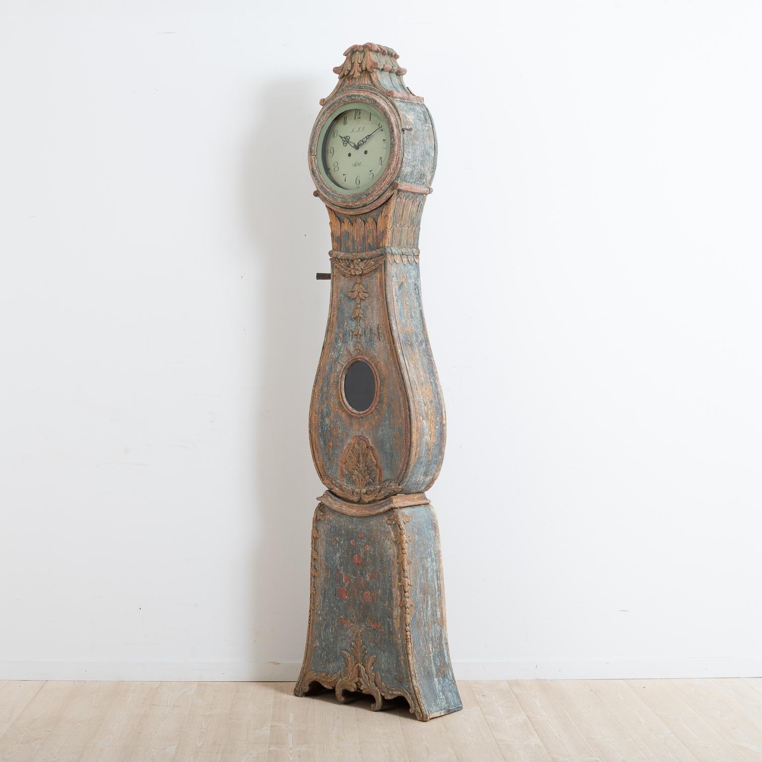 Pine Unusually Detailed 18th Century Swedish Long Case Clock