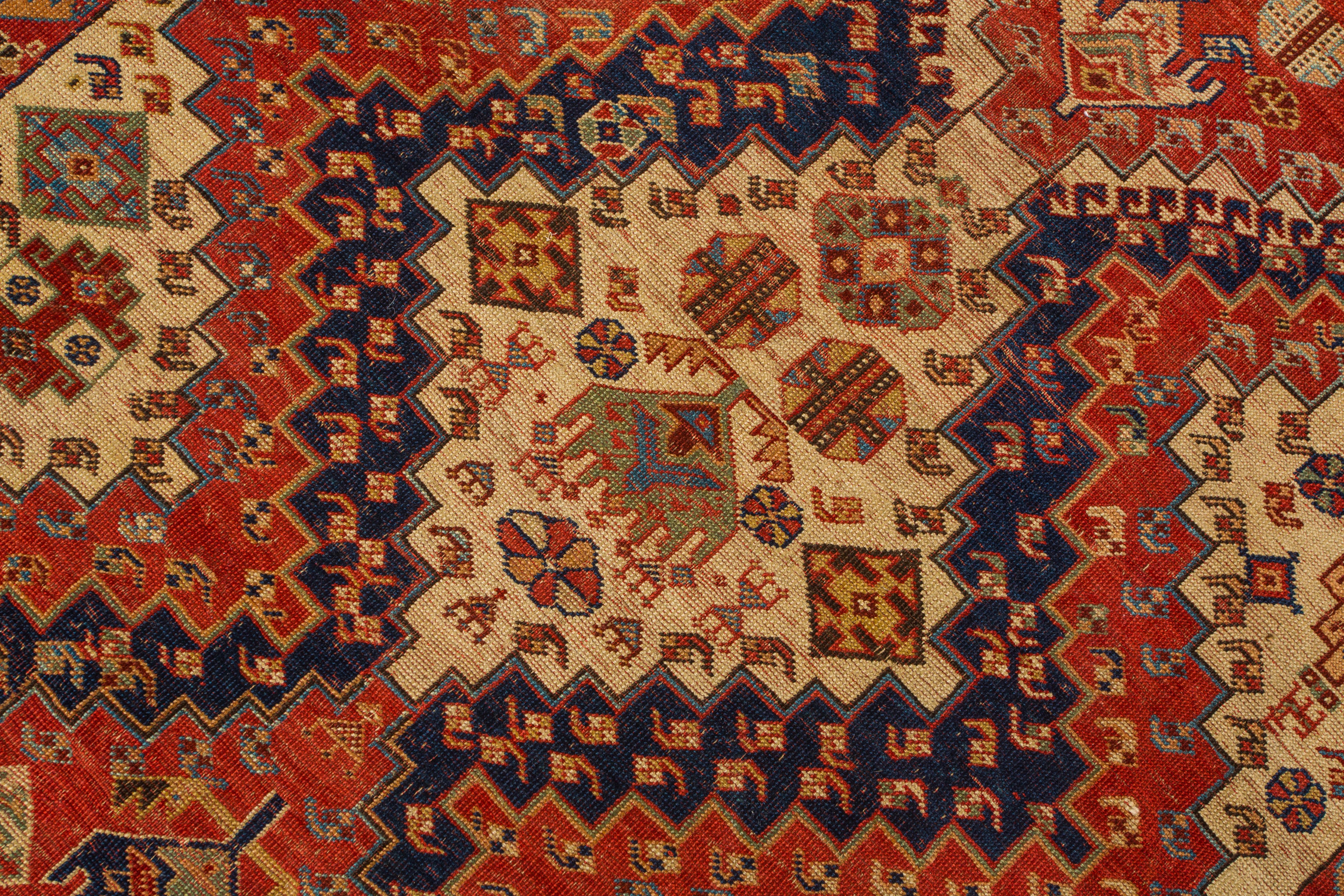 Perse Tapis tribal ancien Qashqai 1870 exceptionnellement raffiné en vente