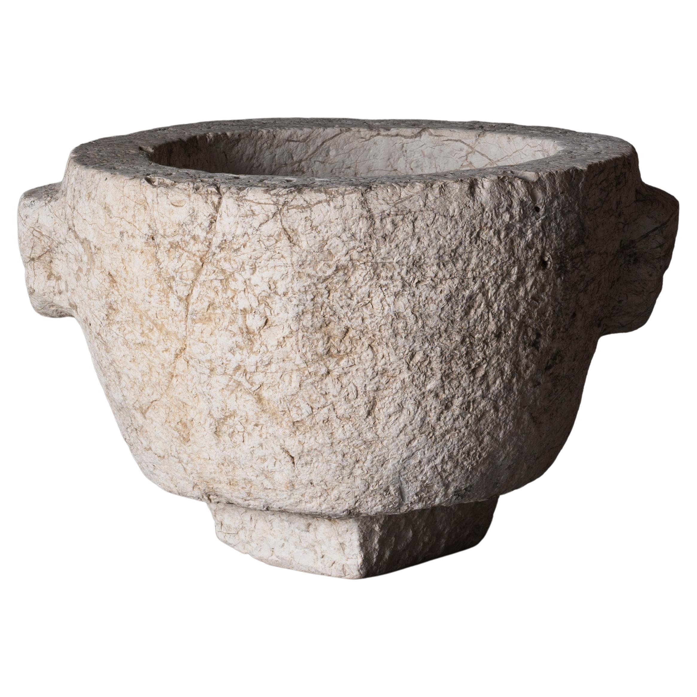 Unusually Large 17th Century Marble Mortar For Sale