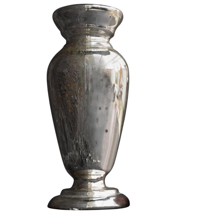 1980's Mercury Glass Urn Vase For Sale at 1stdibs