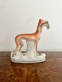 Unusually large antique Victorian staffordshire greyhound figure
