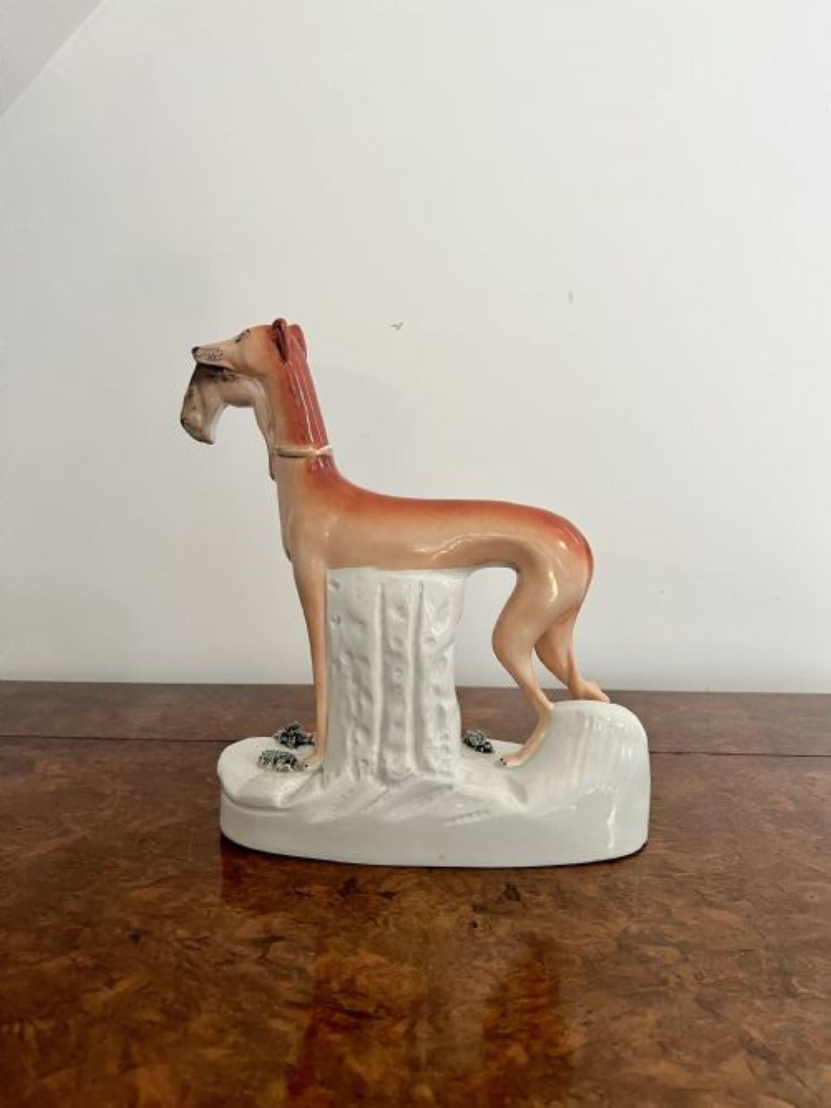 19th Century Unusually large antique Victorian staffordshire greyhound figure  For Sale