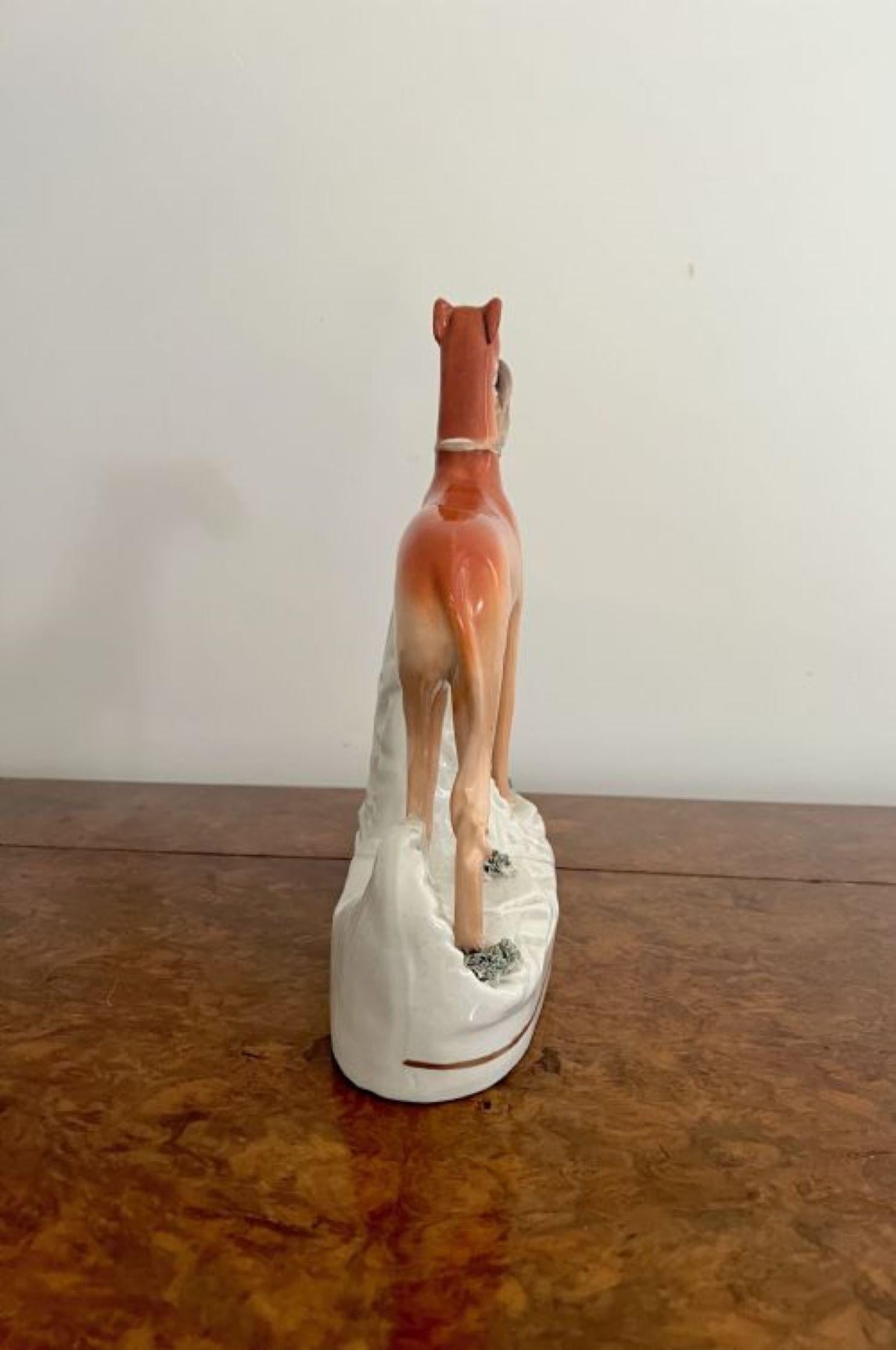 Ceramic Unusually large antique Victorian staffordshire greyhound figure  For Sale