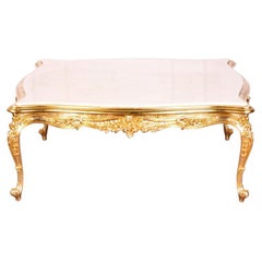 Unusually Large Carved + Gilt Coffee Table
